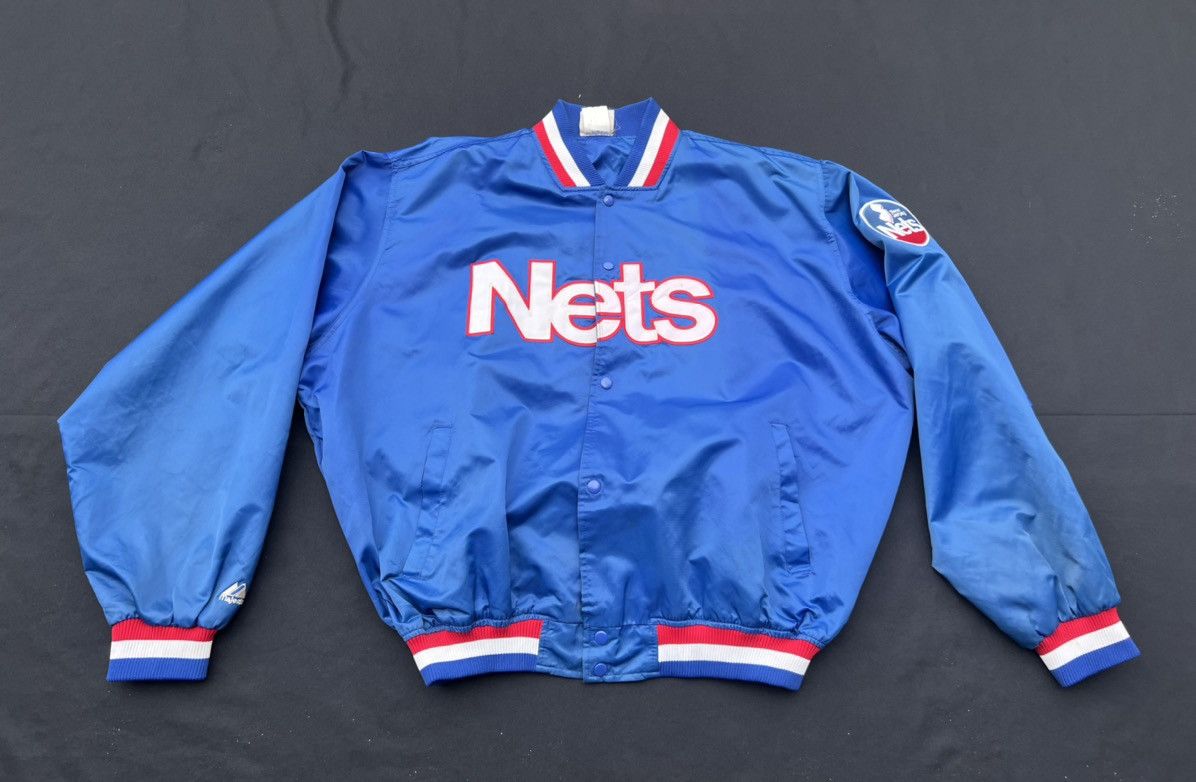 Vintage 90s New Jersey Nets Majestic Satin Bomber Jacket 3XL