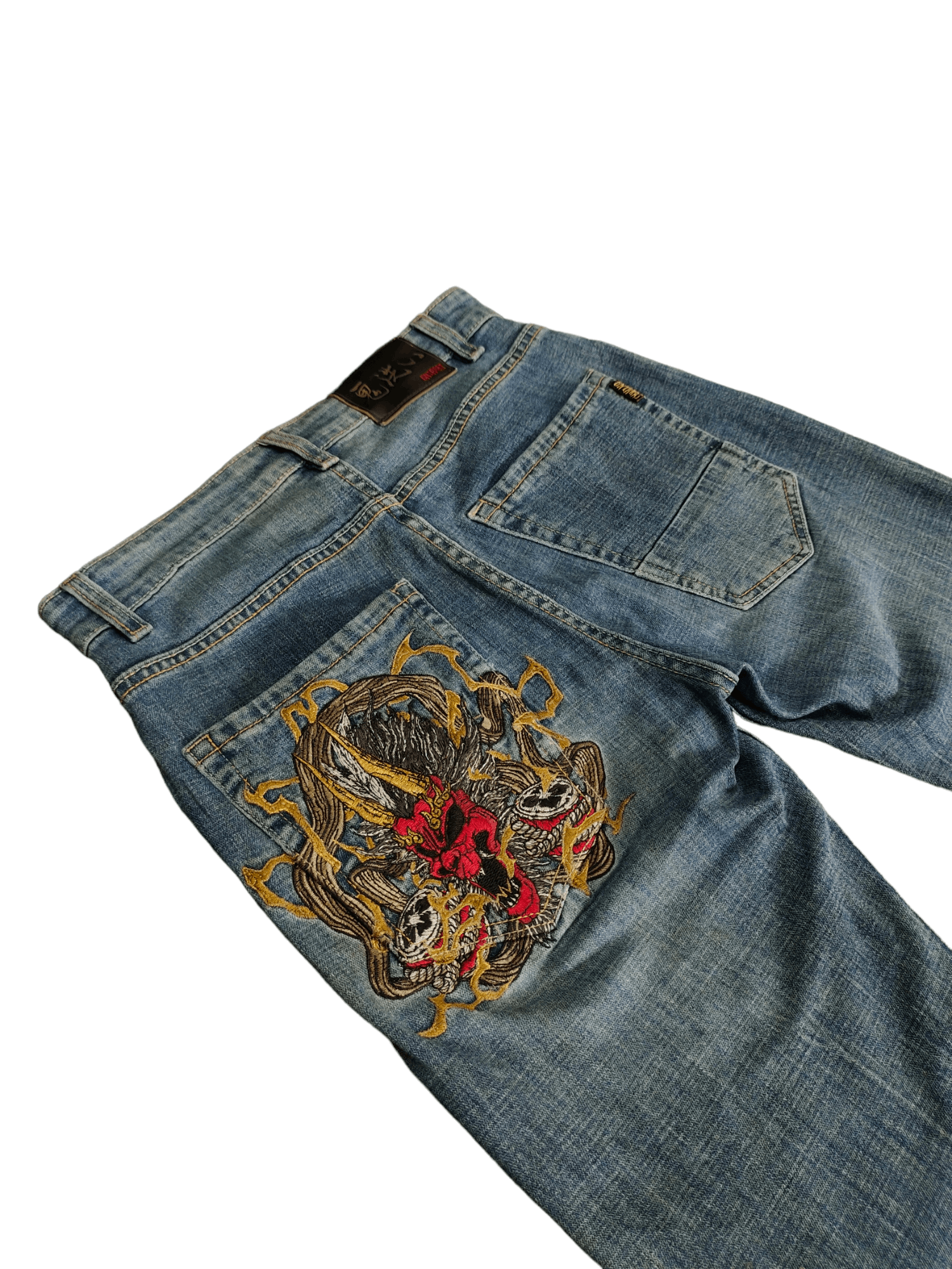 Vintage Oni Rrai Embroidered Dragon Pocket Sukajan Jeans