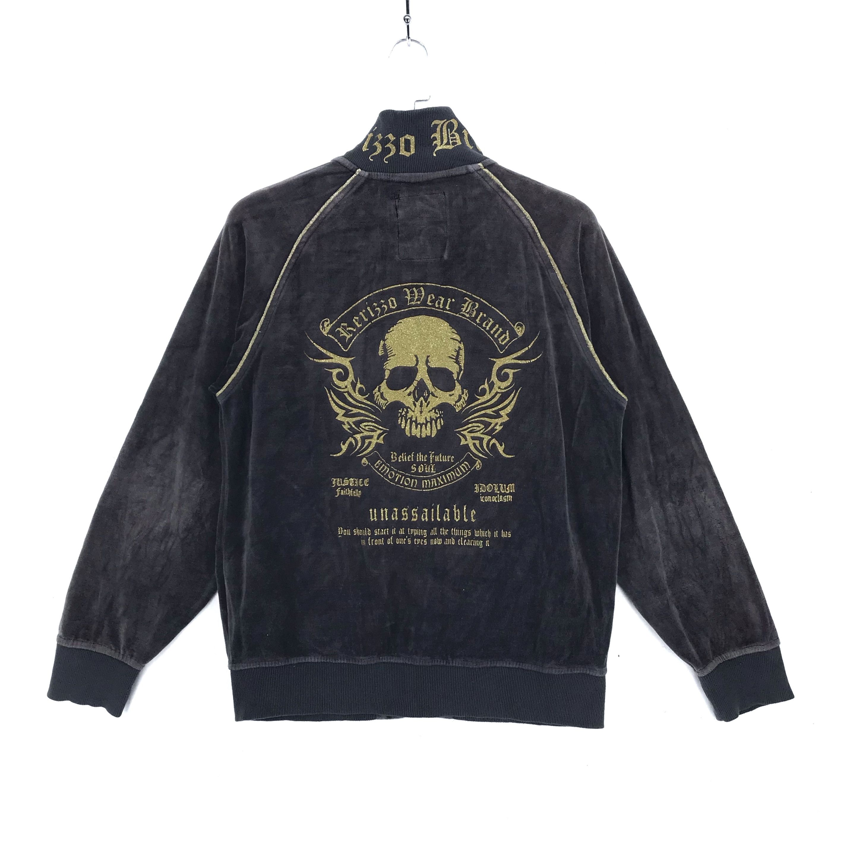 Japanese Brand RERIZZO Unassailable Skulls Big Logo Velvet Jacket #2333-91 Size US L / EU 52-54 / 3 - 1 Thumbnail