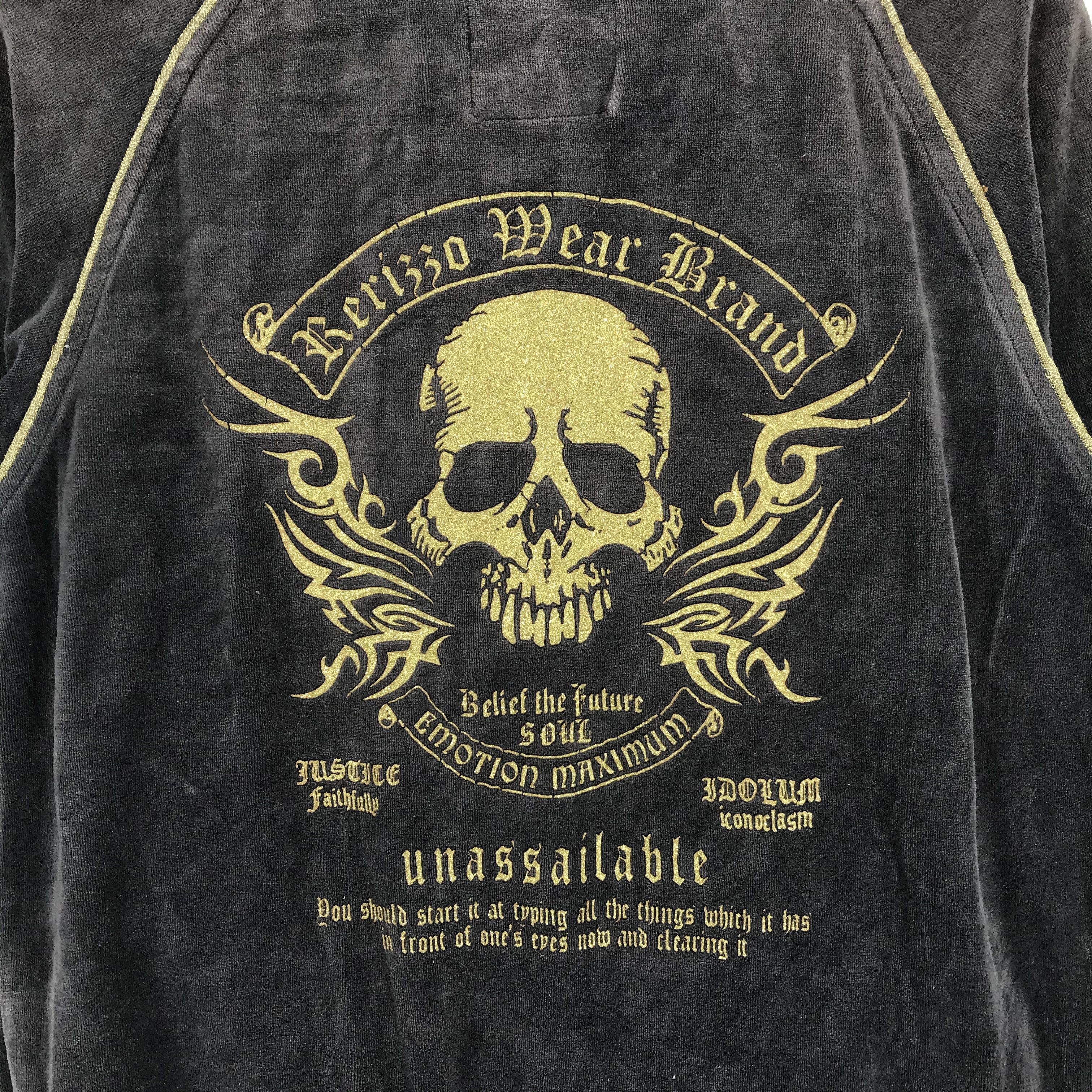Japanese Brand RERIZZO Unassailable Skulls Big Logo Velvet Jacket #2333-91 Size US L / EU 52-54 / 3 - 2 Thumbnail