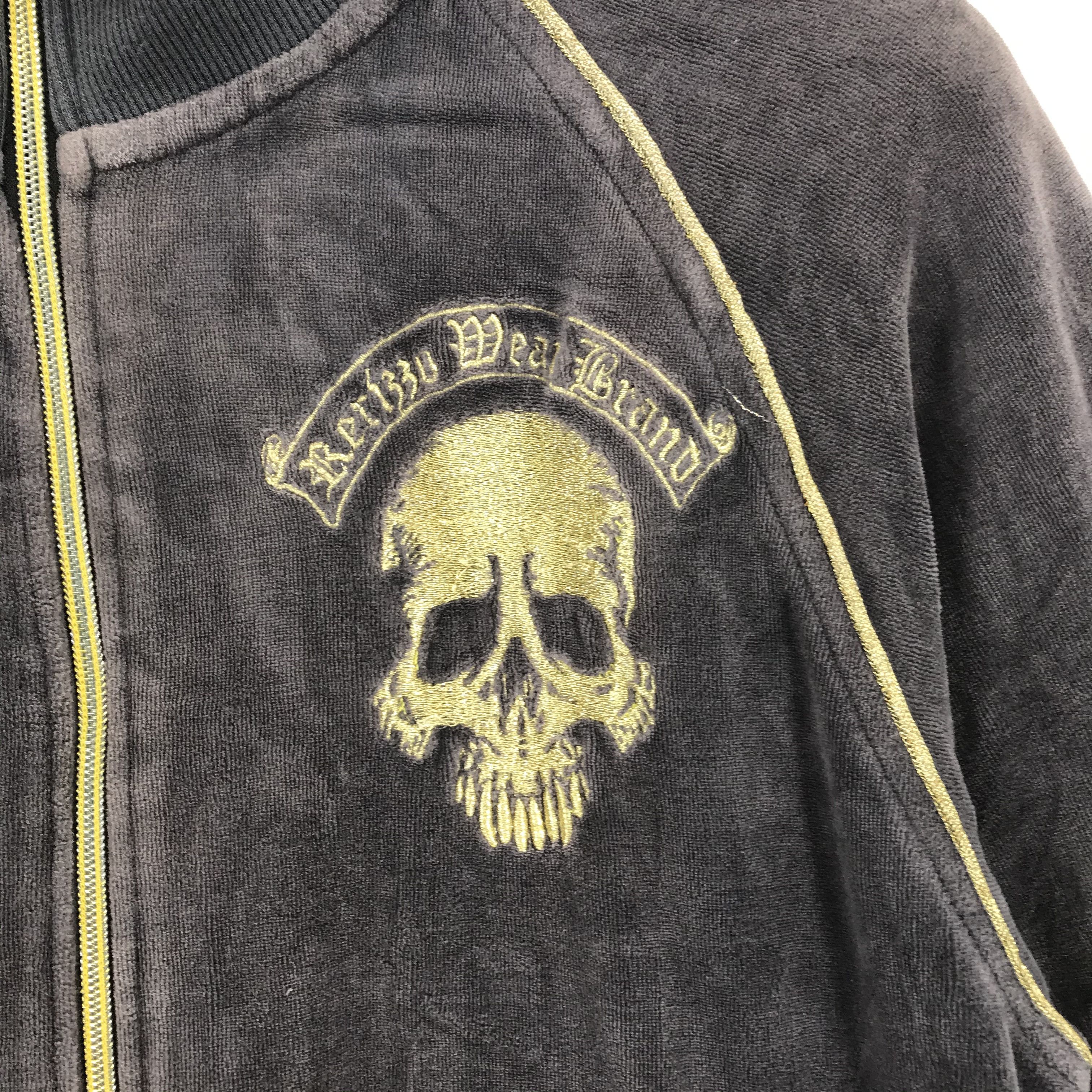 Japanese Brand RERIZZO Unassailable Skulls Big Logo Velvet Jacket #2333-91 Size US L / EU 52-54 / 3 - 5 Thumbnail