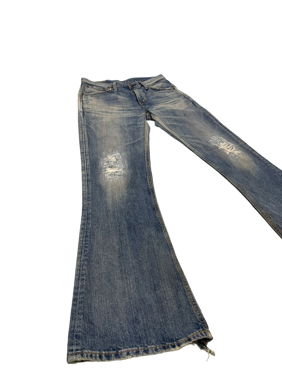 image of Hype Flare Jeans Edwin Japan Distress Denim Bell Bottom 7 in Blue, Men's (Size 31)