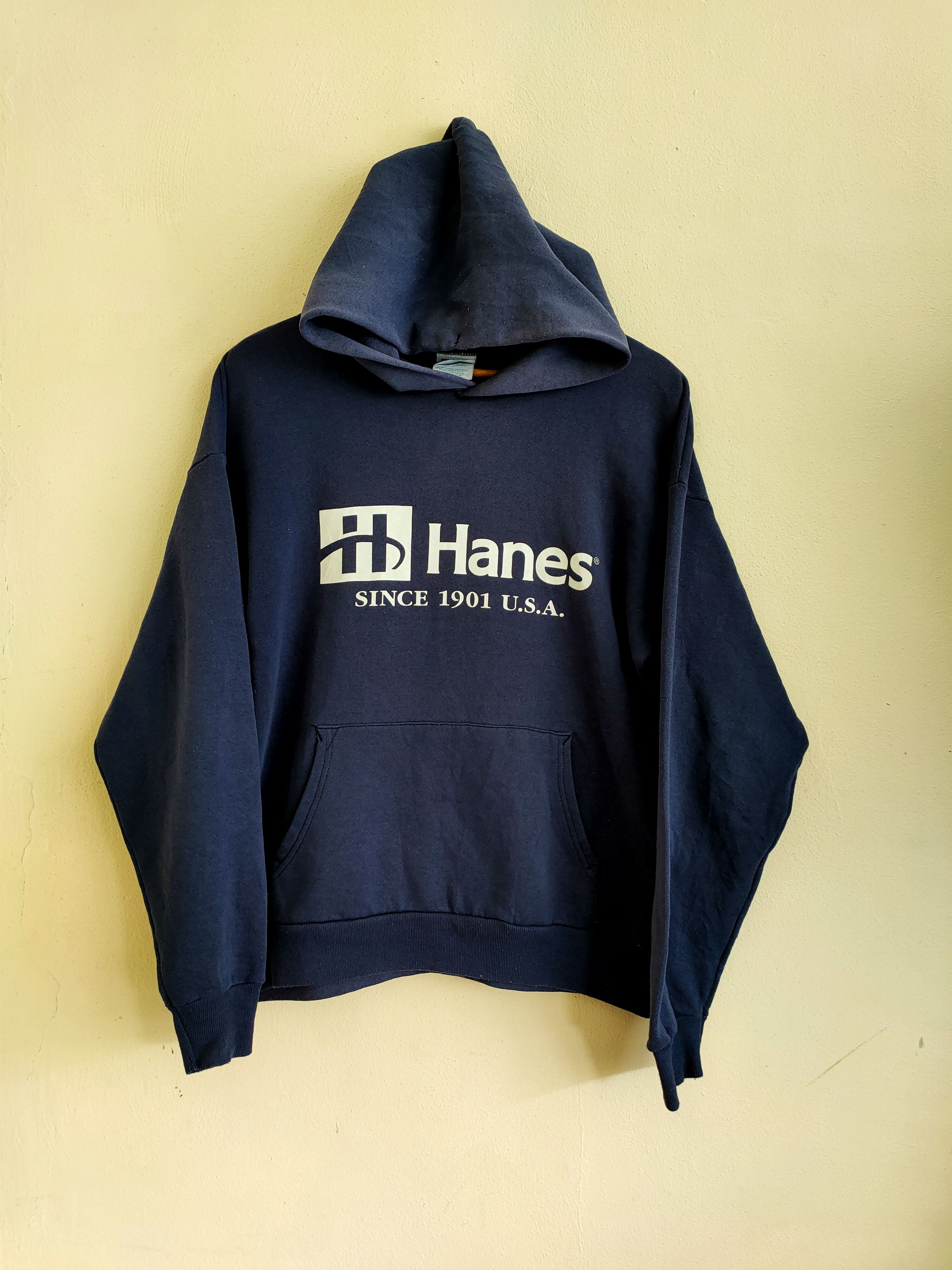 Hanes × Vintage Rare 90s Hanes Pullover Sweatshirts Hoodie Size US L / EU 52-54 / 3 - 1 Thumbnail