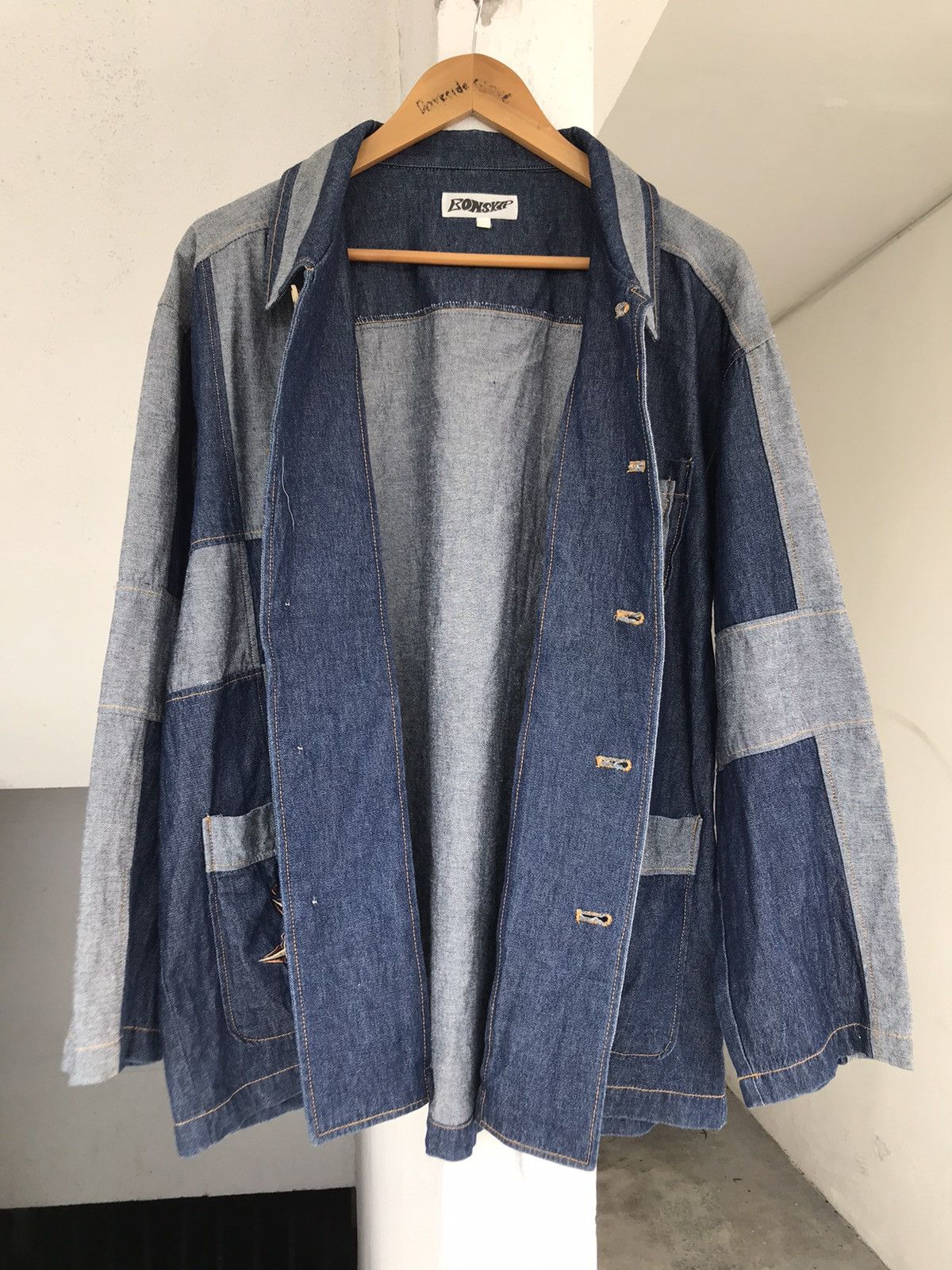 Japanese Brand 90s Bonskip Denim Patchwork Jacket Size US XL / EU 56 / 4 - 12 Thumbnail