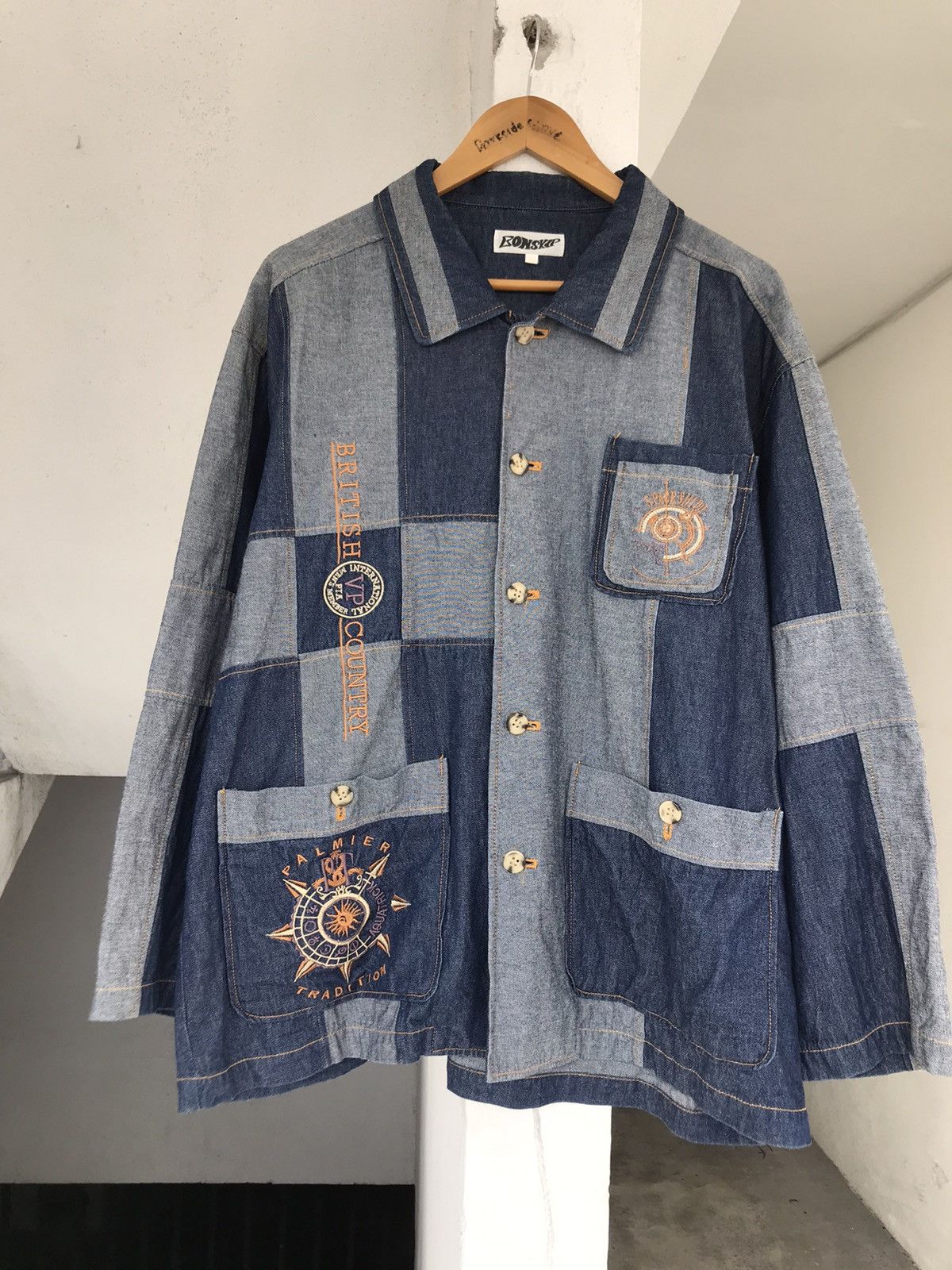 Japanese Brand 90s Bonskip Denim Patchwork Jacket Size US XL / EU 56 / 4 - 1 Thumbnail