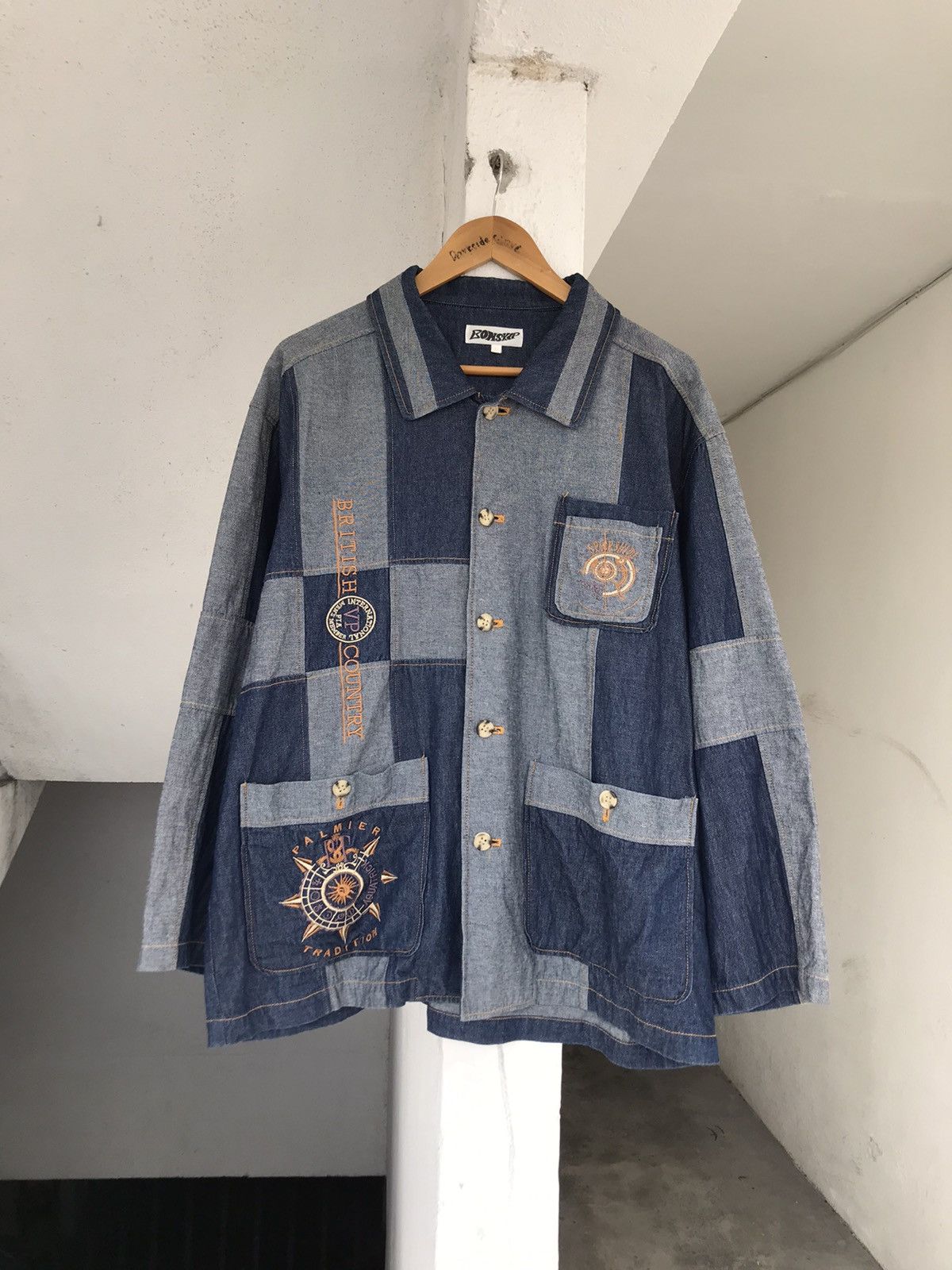 Japanese Brand 90s Bonskip Denim Patchwork Jacket Size US XL / EU 56 / 4 - 5 Thumbnail