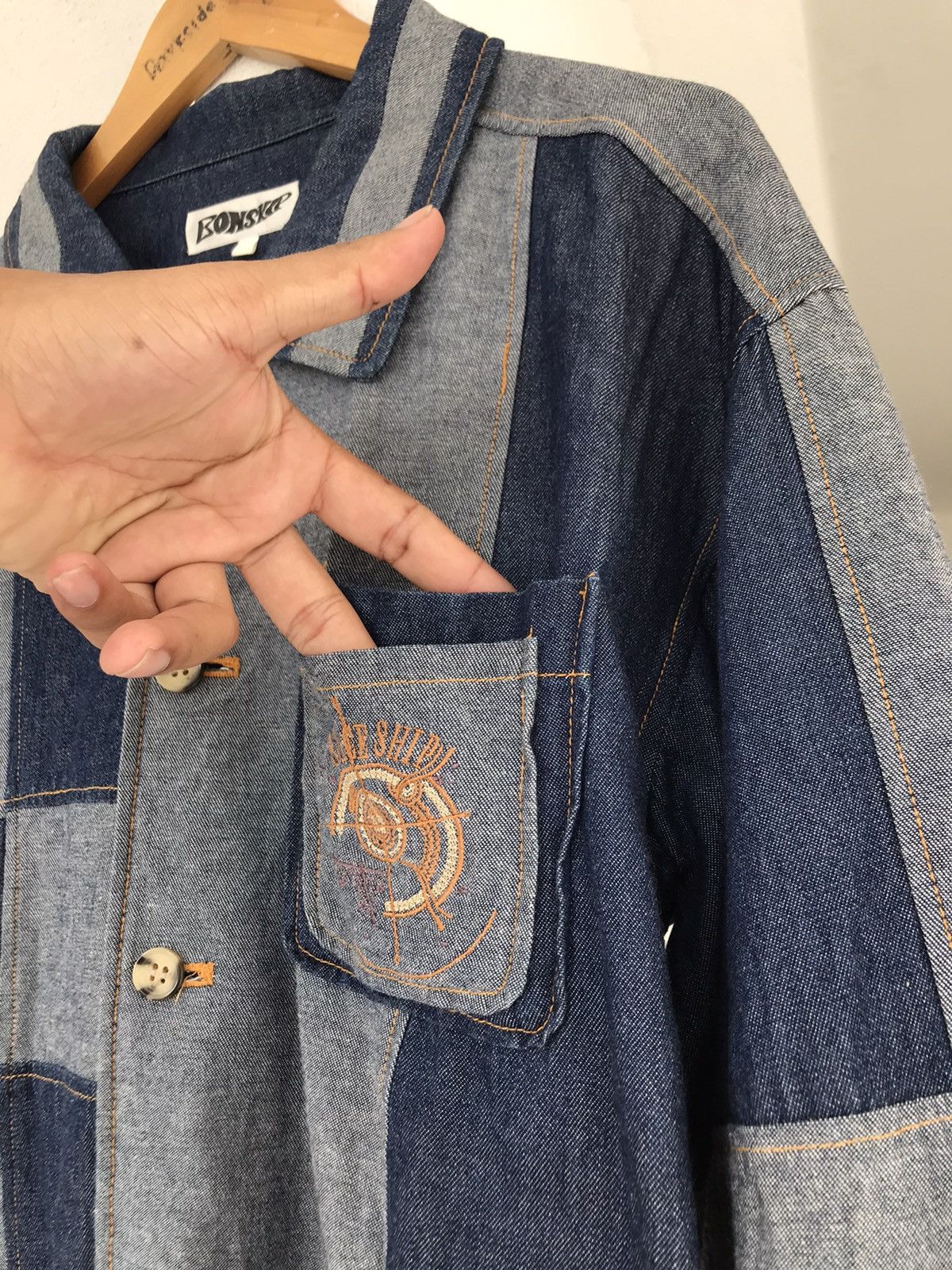 Japanese Brand 90s Bonskip Denim Patchwork Jacket Size US XL / EU 56 / 4 - 7 Thumbnail