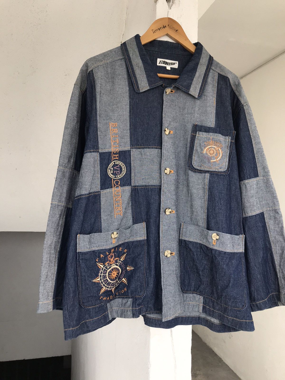 Japanese Brand 90s Bonskip Denim Patchwork Jacket Size US XL / EU 56 / 4 - 2 Thumbnail