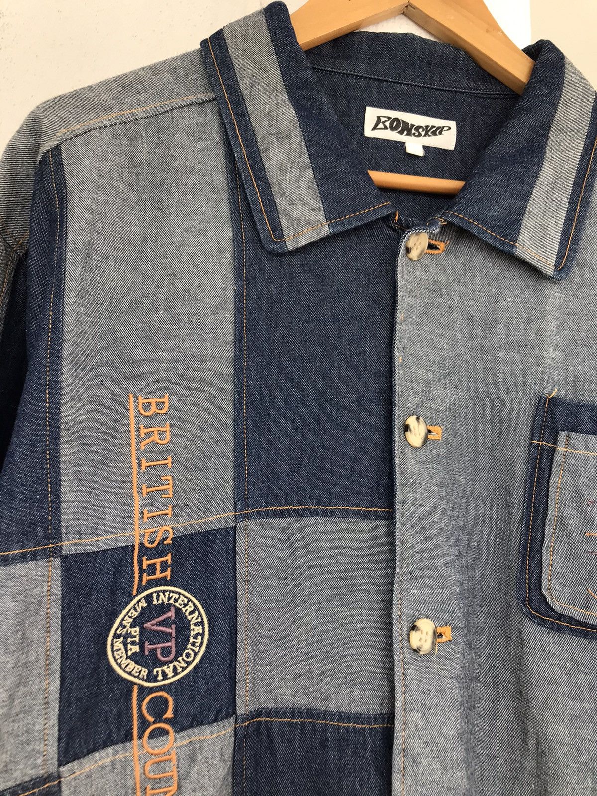 Japanese Brand 90s Bonskip Denim Patchwork Jacket Size US XL / EU 56 / 4 - 6 Thumbnail