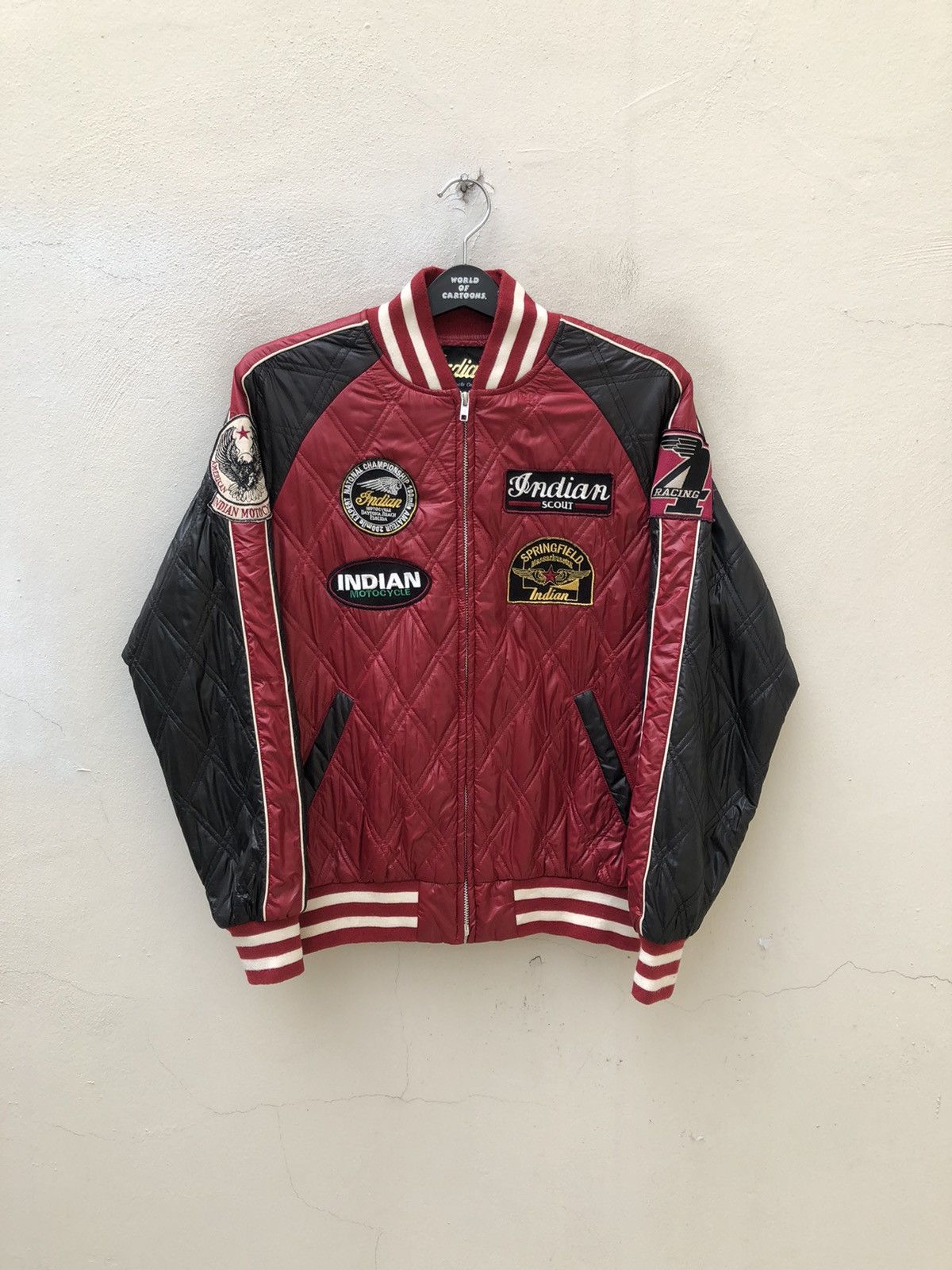 Vintage Indian Motocycles Quilting Polyester Bomber Jacket Size US L / EU 52-54 / 3 - 6 Thumbnail