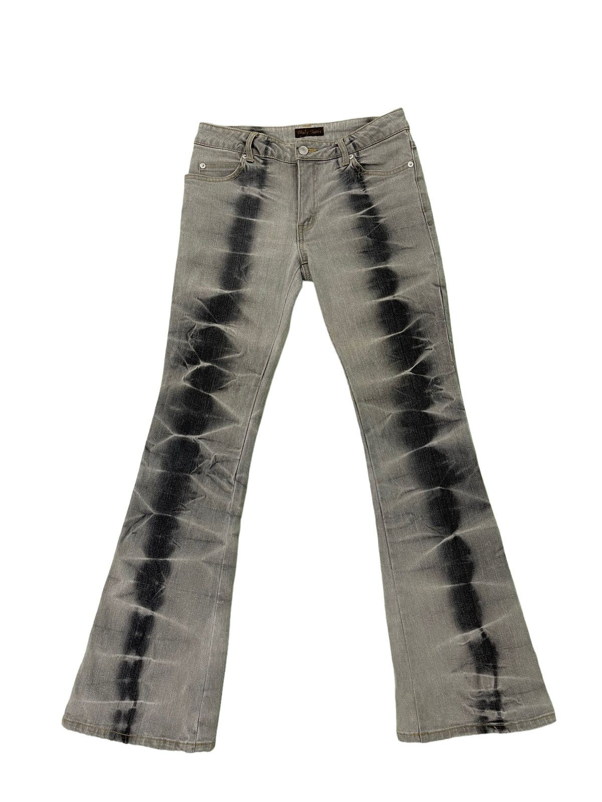 Japanese Brand Flare Jeans Daily Topics Acid Wash Stretch Skinny 4🟦4 Size US 29 - 2 Thumbnail