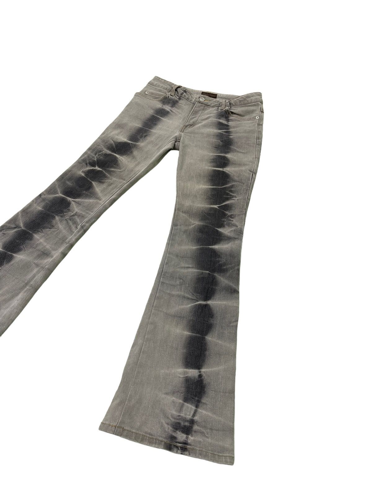 Japanese Brand Flare Jeans Daily Topics Acid Wash Stretch Skinny 4🟦4 Size US 29 - 3 Thumbnail