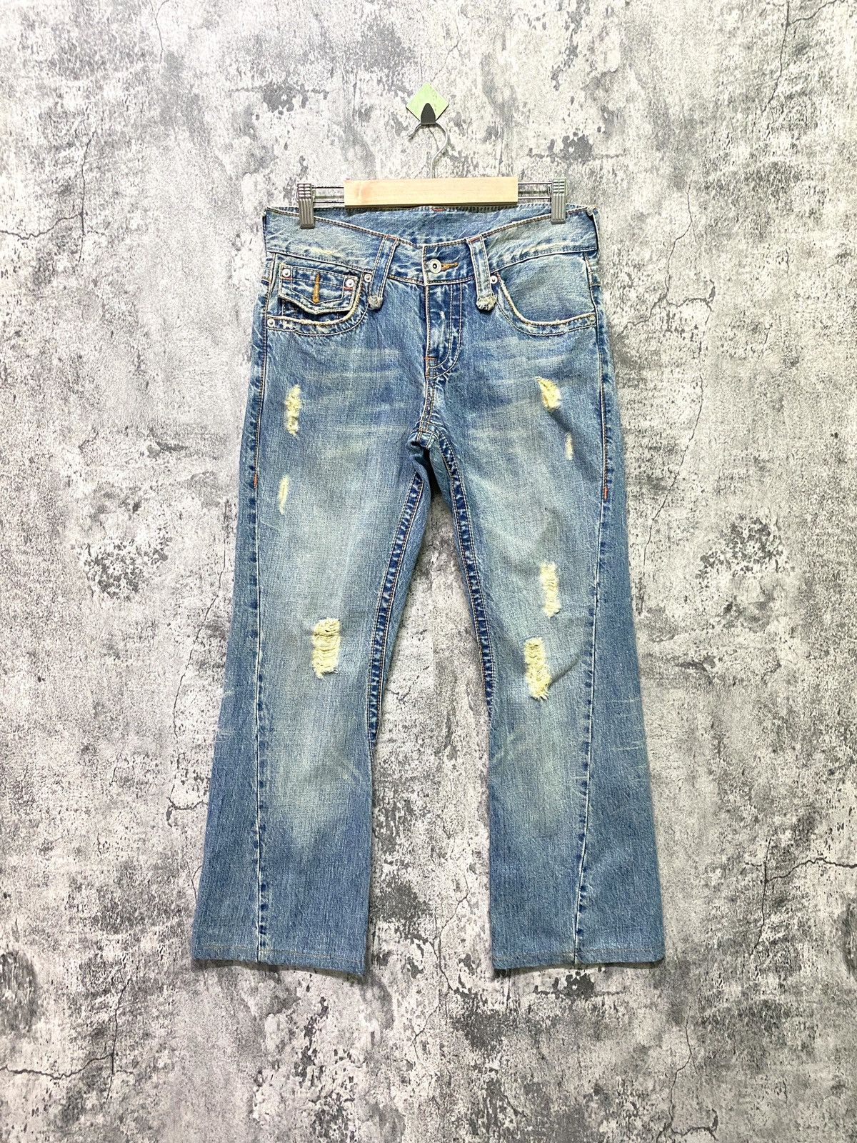 Japanese Brand Vintage SEMANTIC DESIGN Flared Distressed Cropped Denim Size US 29 - 1 Thumbnail