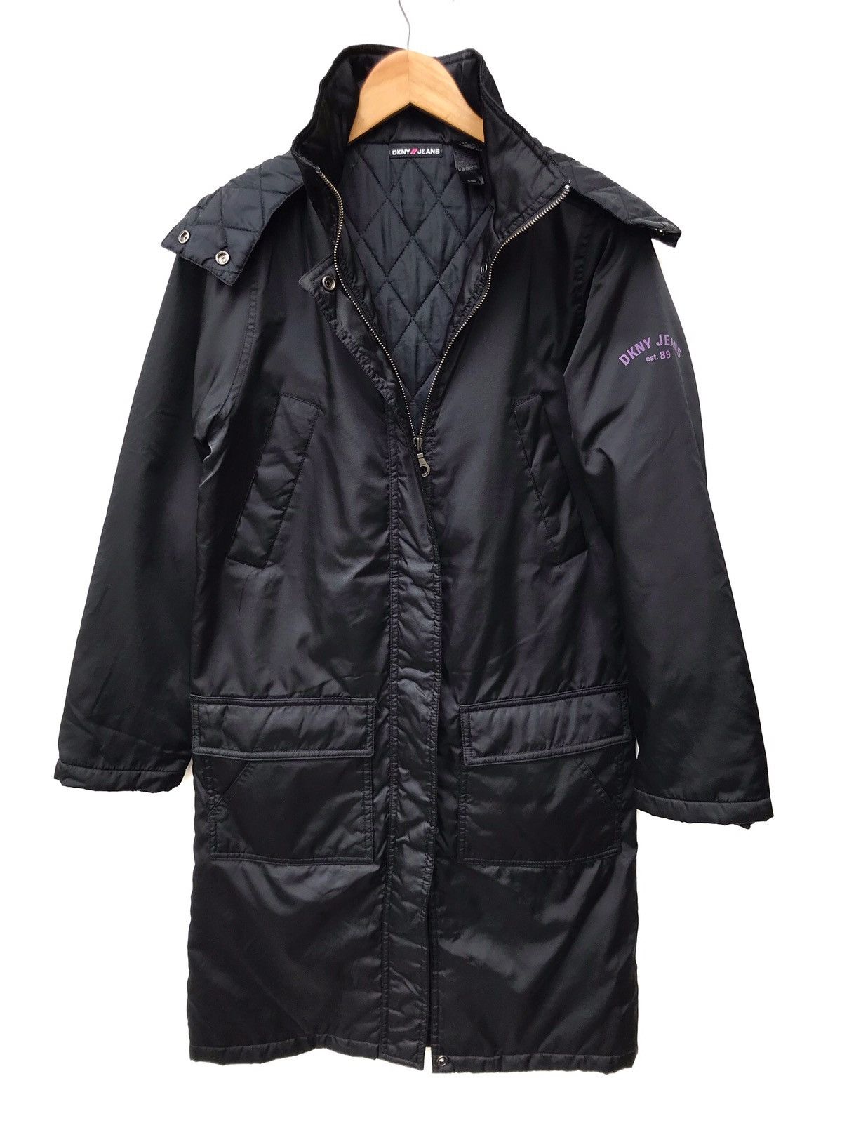 DKNY DKNY Jeans Black Quilted Long Jacket Size US XS / EU 42 / 0 - 1 Thumbnail