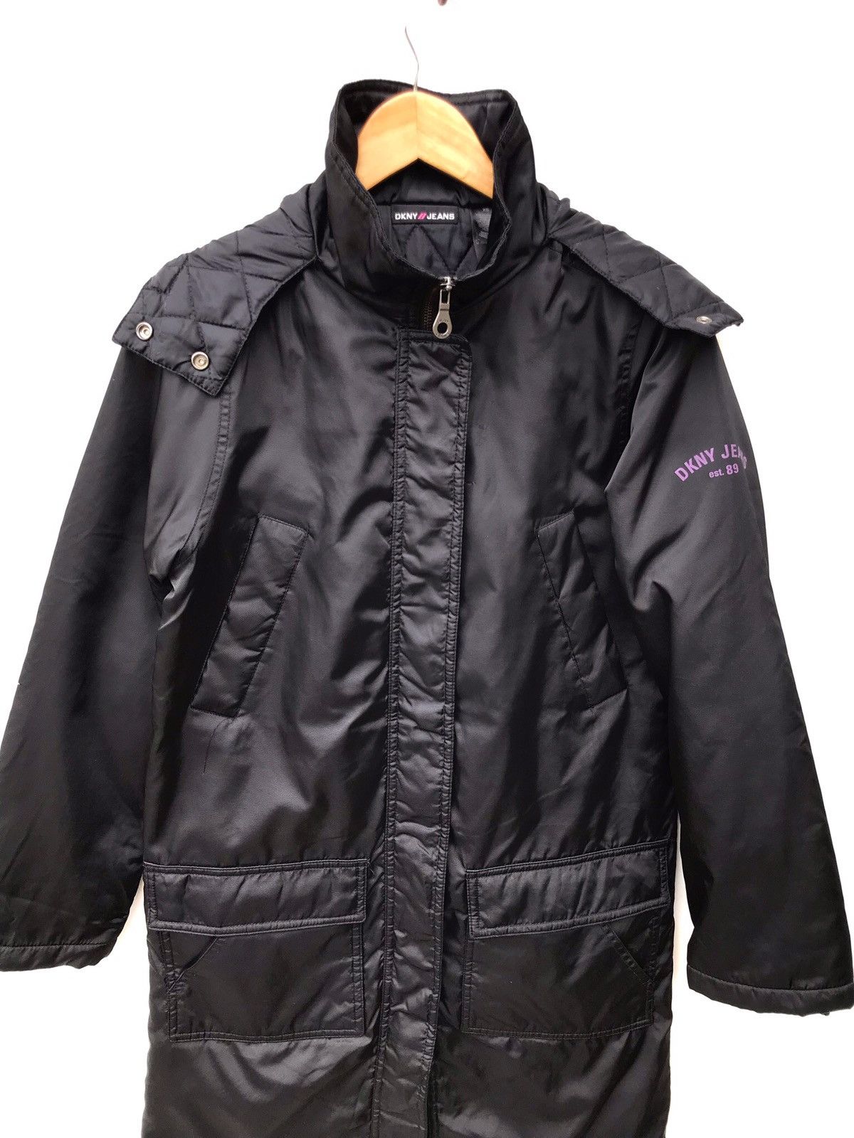 DKNY DKNY Jeans Black Quilted Long Jacket Size US XS / EU 42 / 0 - 3 Thumbnail