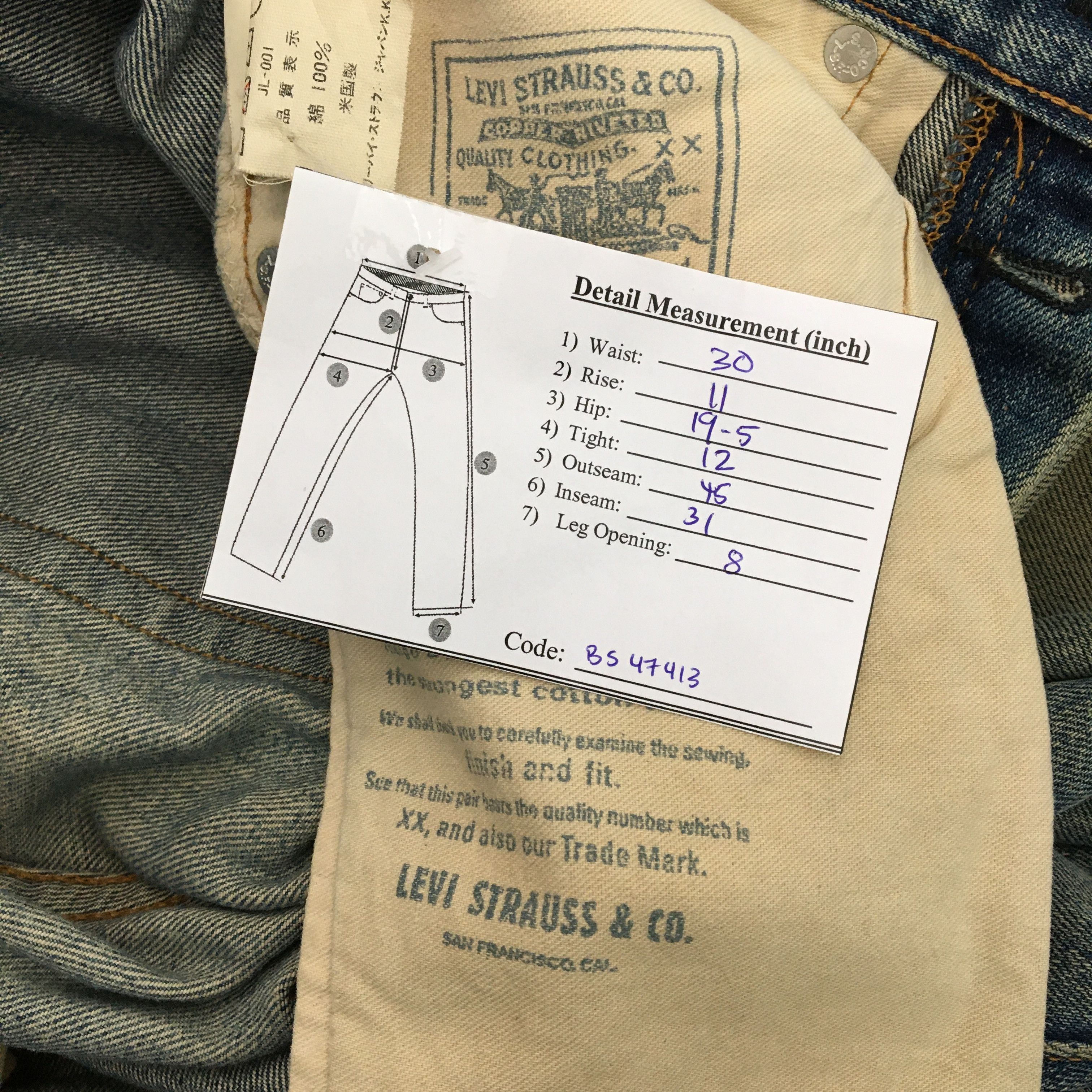 Vintage 80s Rusty Levi's 501 Distressed Selvedge Jeans Denim