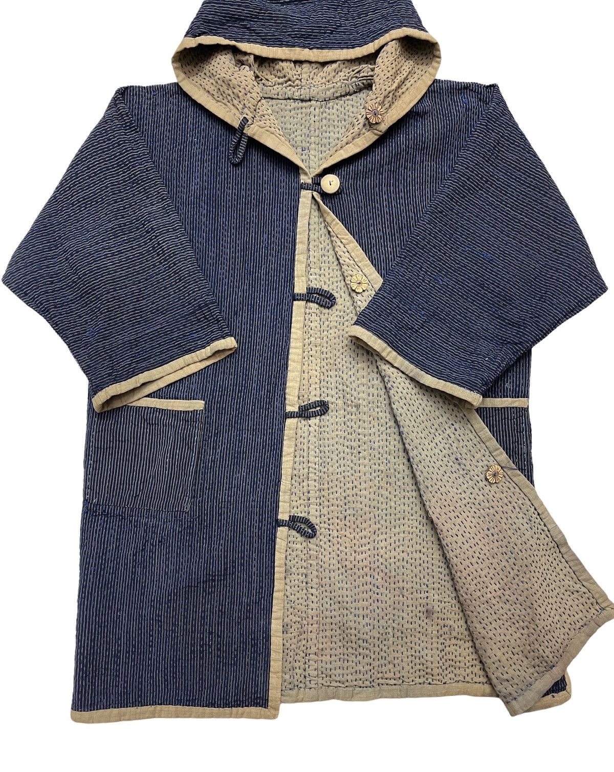 Vintage Pure Blue Indigo Boro Kapital Style Kimono Size US XL / EU 56 / 4 - 13 Thumbnail