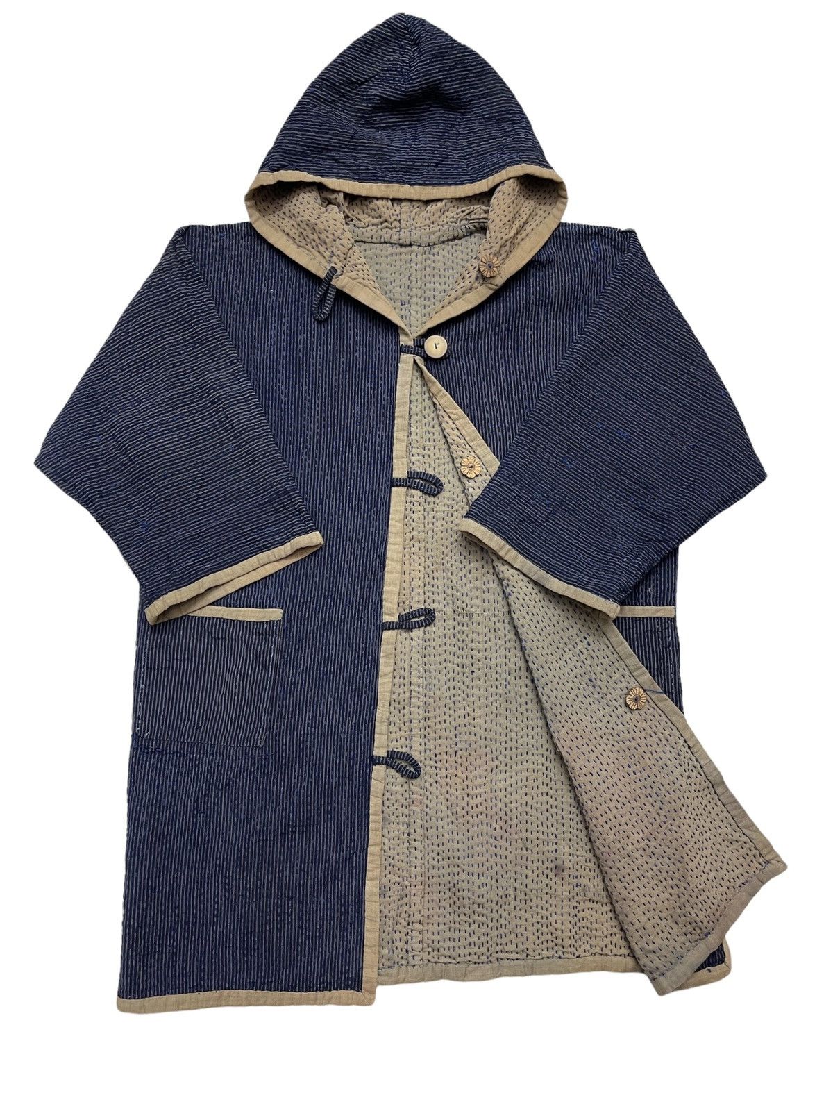 Vintage Pure Blue Indigo Boro Kapital Style Kimono Size US XL / EU 56 / 4 - 1 Thumbnail