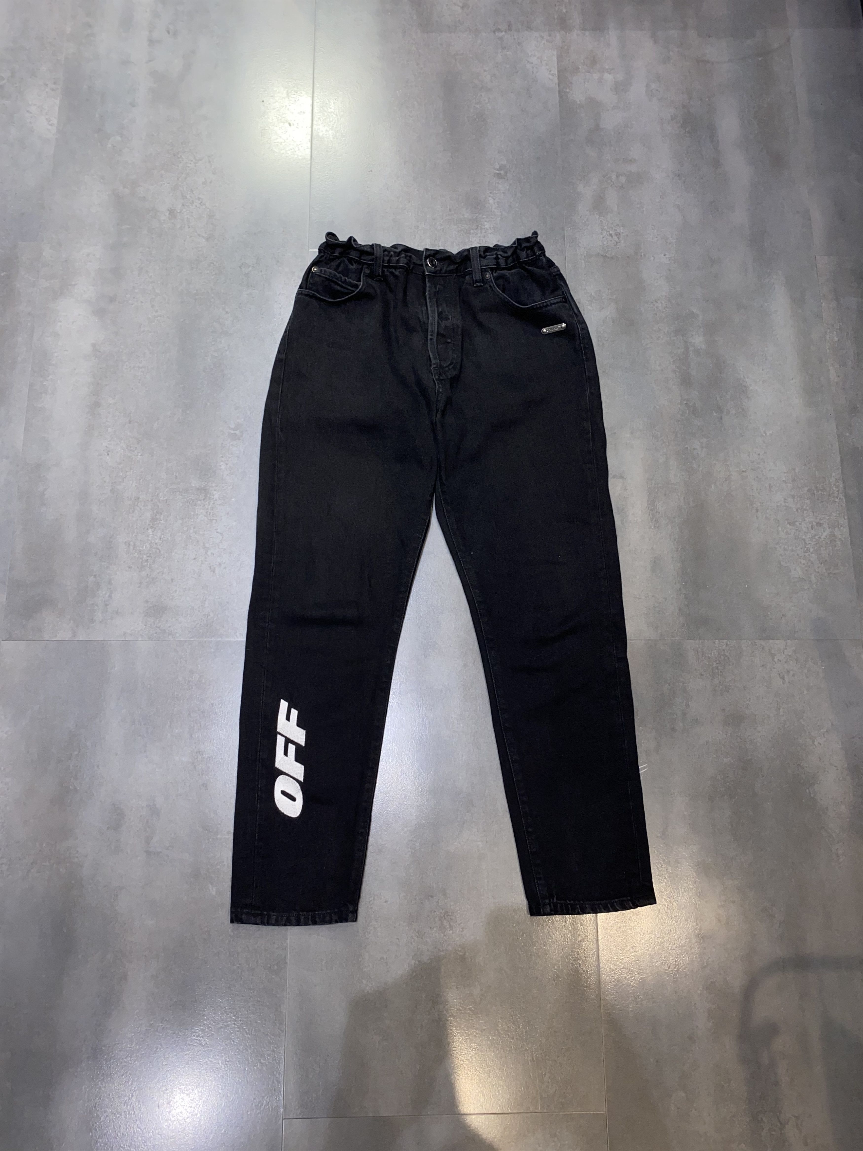 image of Off White Off-White Embroidered Logo Denim Pants in Black, Men's (Size 32)