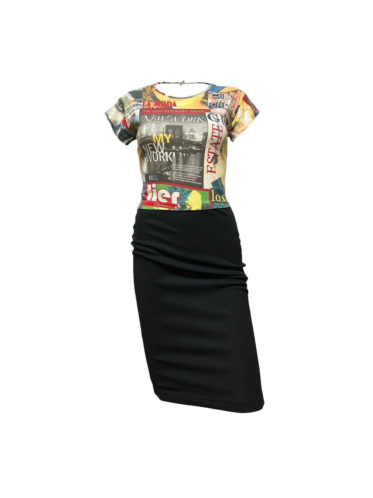 D&G Spring Summer 2002 Graphic Print Backless Midi Dress