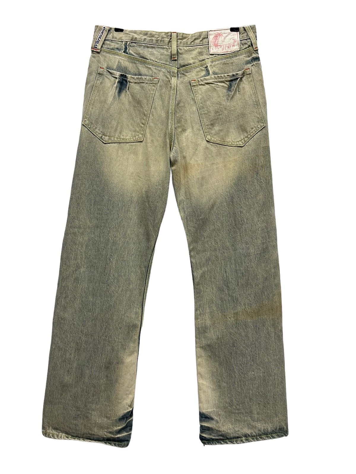 Vintage DOPE💥COCOLULU Distressed Greenish Blue Light Wash Sun Faded Size US 31 - 10 Thumbnail