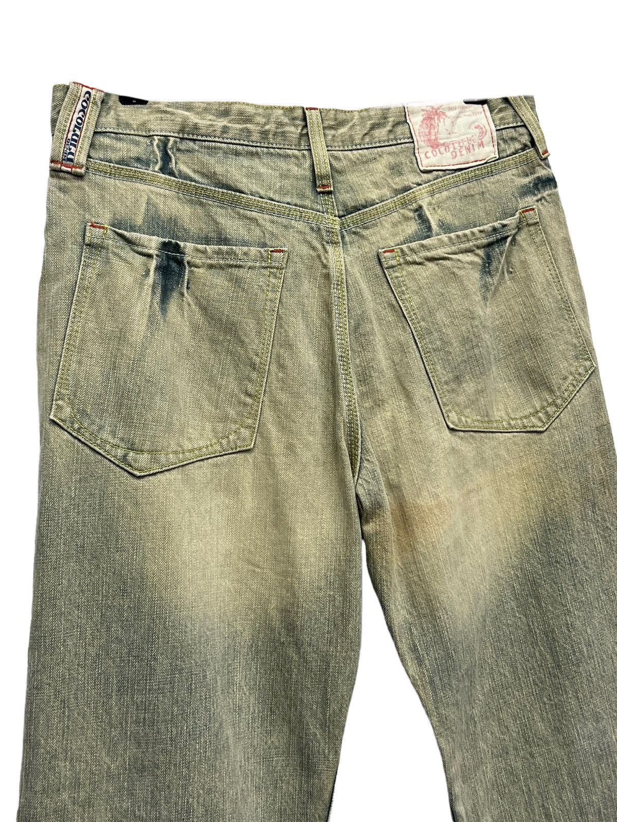 Vintage DOPE💥COCOLULU Distressed Greenish Blue Light Wash Sun Faded Size US 31 - 11 Thumbnail