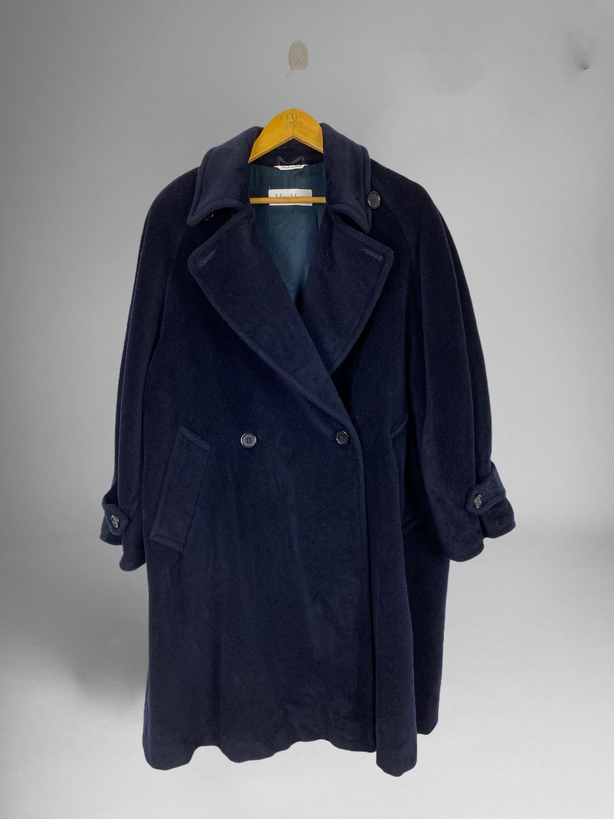 image of Cashmere Wool x Max Mara Gk160 Max Mara Made Italy Overcoat in Dark Blue, Men's (Size Large)