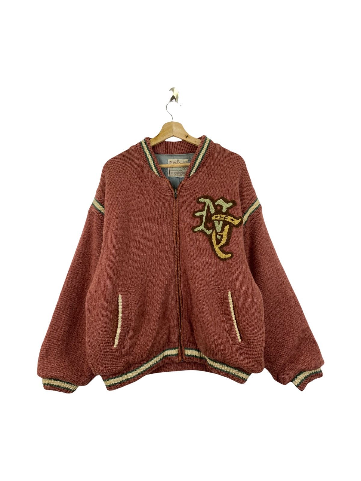 Japanese Brand × Vintage 🔥Vintage Ice fire knit-bomber jacket Size US L / EU 52-54 / 3 - 2 Thumbnail
