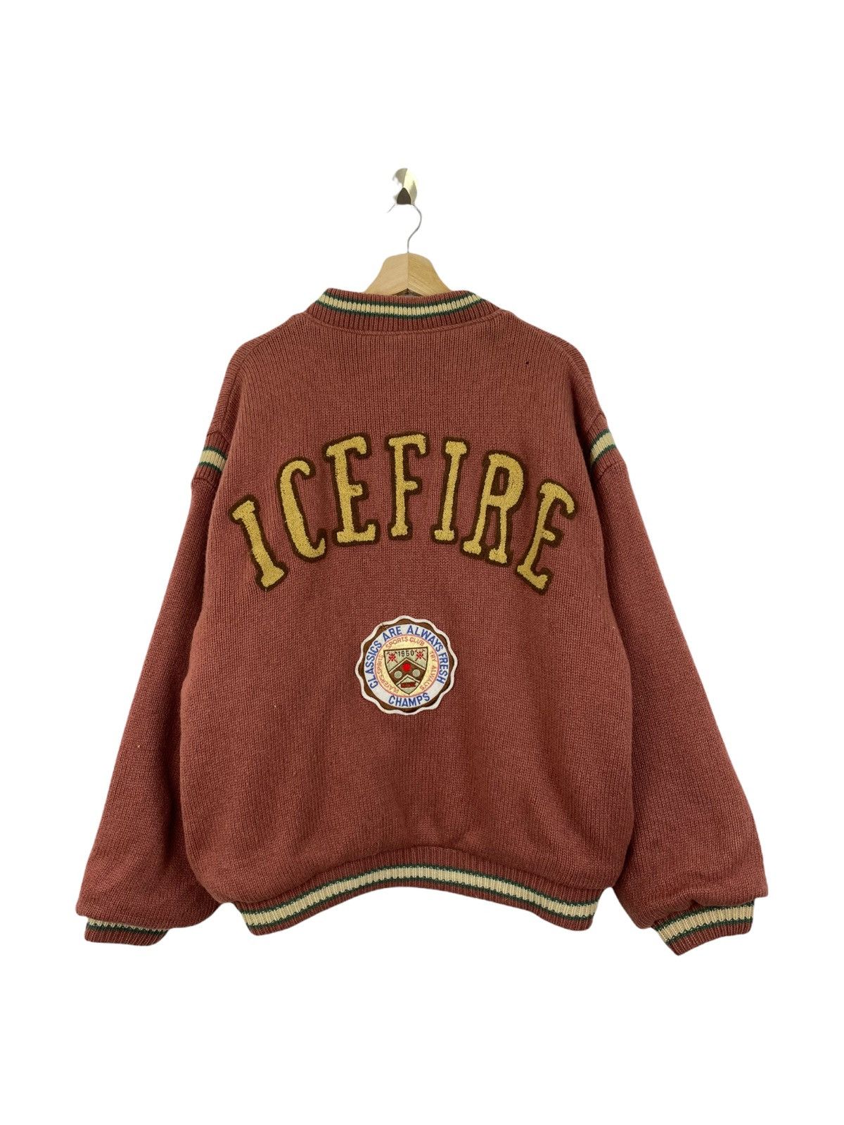 Japanese Brand × Vintage 🔥Vintage Ice fire knit-bomber jacket Size US L / EU 52-54 / 3 - 1 Thumbnail