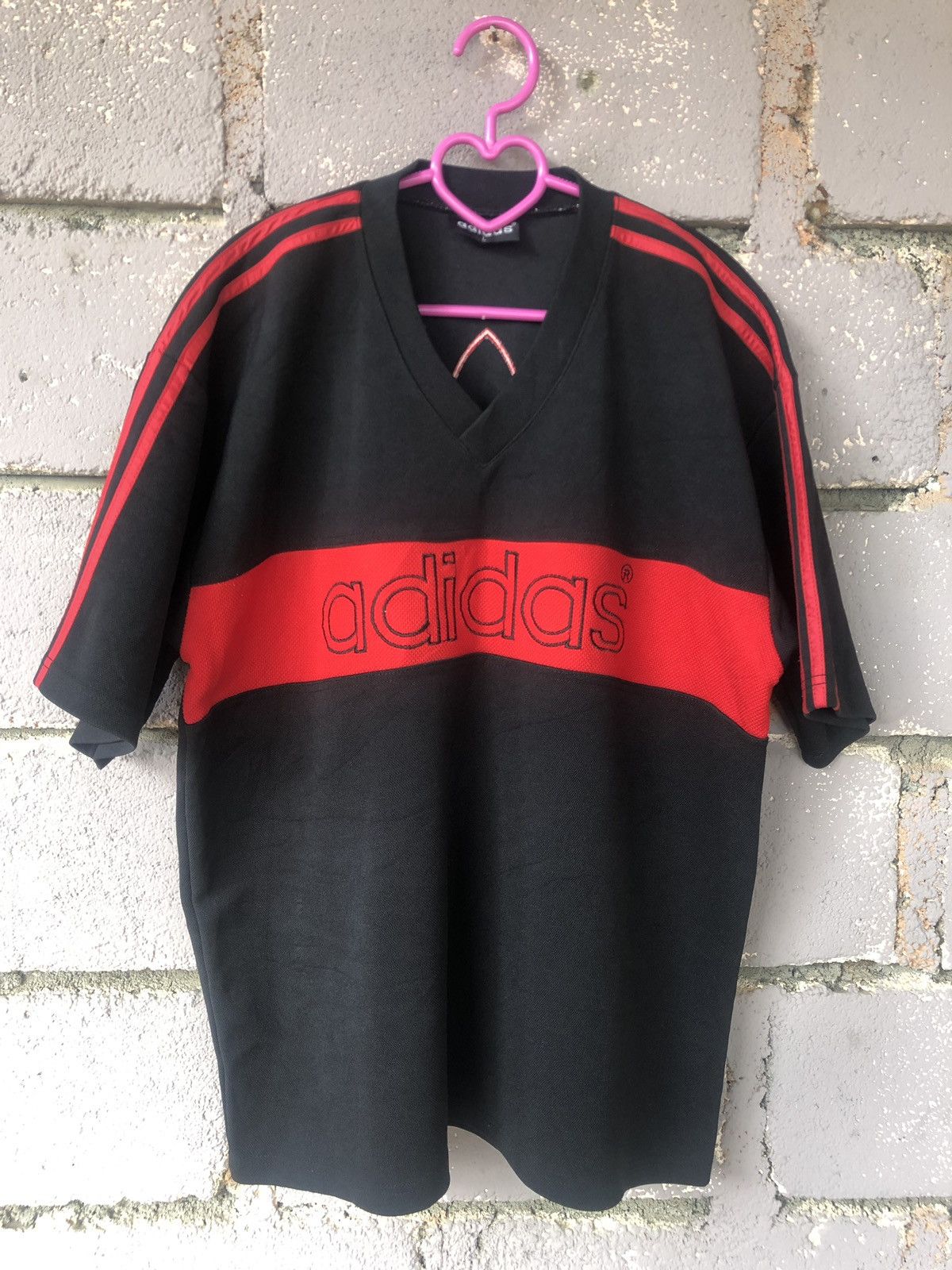 Adidas Rare 90s Vintage Adidas Spell Out Big Logo Shirt Size US L / EU 52-54 / 3 - 2 Thumbnail