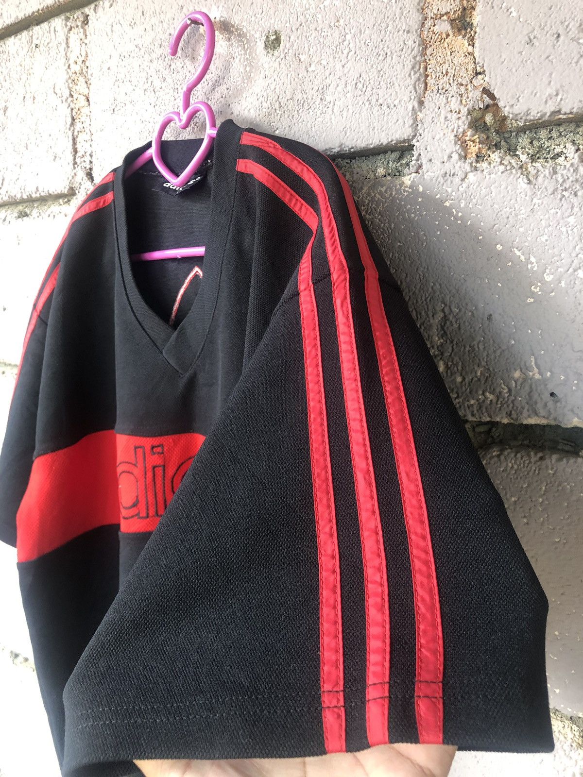 Adidas Rare 90s Vintage Adidas Spell Out Big Logo Shirt Size US L / EU 52-54 / 3 - 3 Thumbnail