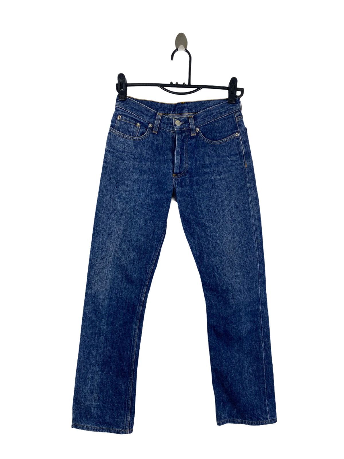 image of Denime x Distressed Denim Helmut Lang Classic Denim Low Waist Bot Cut in Blue Denim, Men's (Size 28