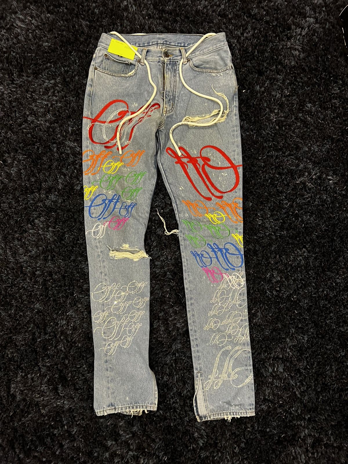 image of Ev Bravado Off-White Crystal Denim in Blue, Men's (Size 31)