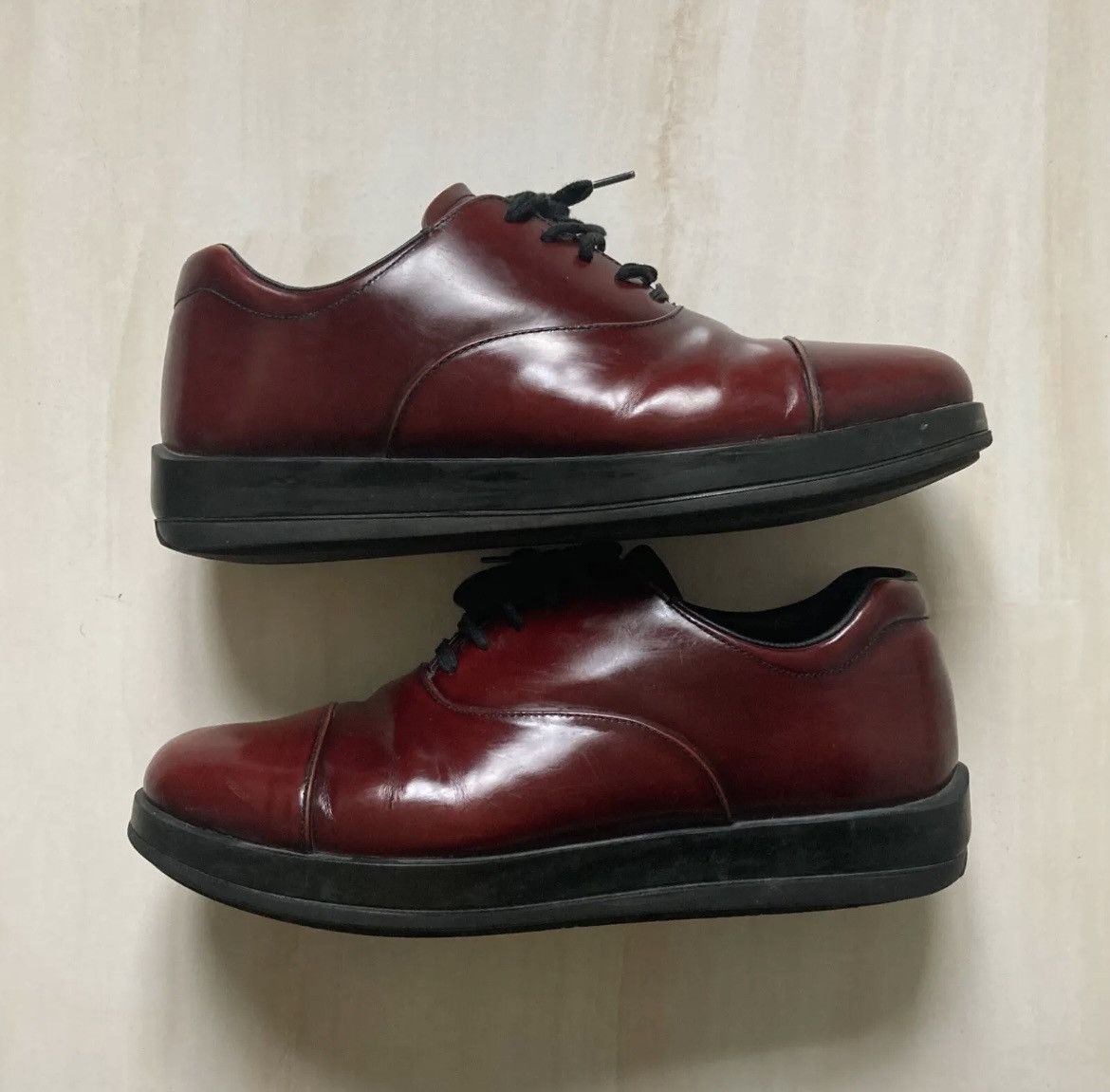 Prada Burgundy Brown Leather Loafers Men\'s Size 7 PRADA Milano Oxblood Brushed Leather Penny Loafers 7 NEW US 8 main image 3