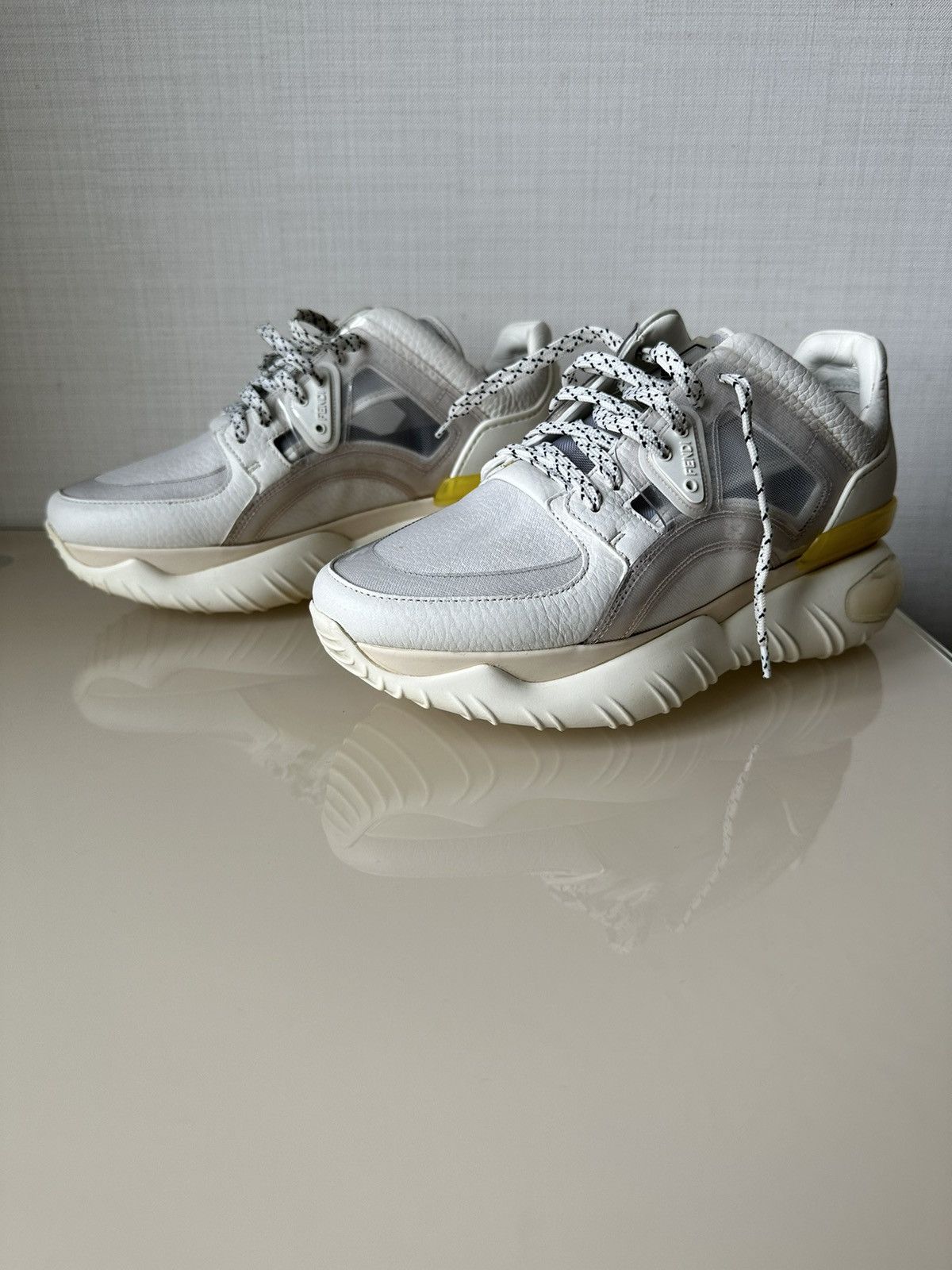 Fendi FENDI platform leather sneakers white shoes Size US 9.5 / IT 39.5 - 1 Thumbnail