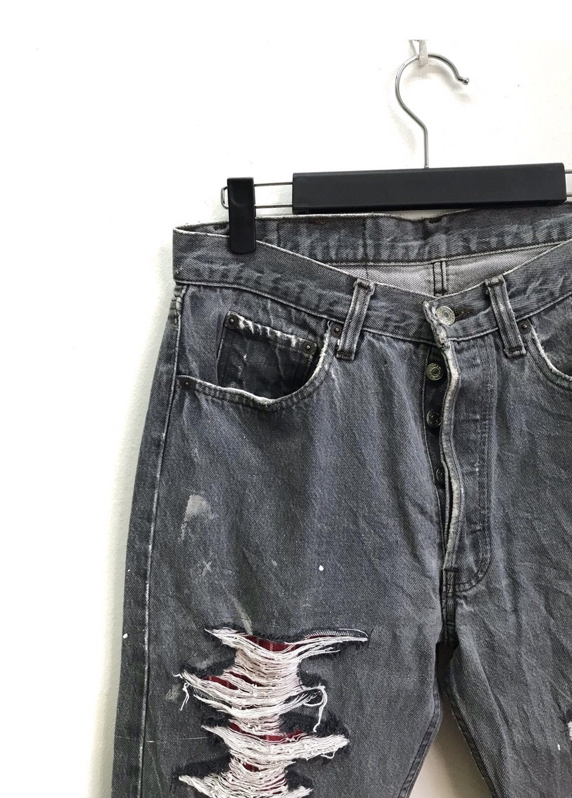 Levi's Vintage Clothing Vintage 90s Levis 501 Distressed Faded Paints Jeans Size US 31 - 3 Thumbnail