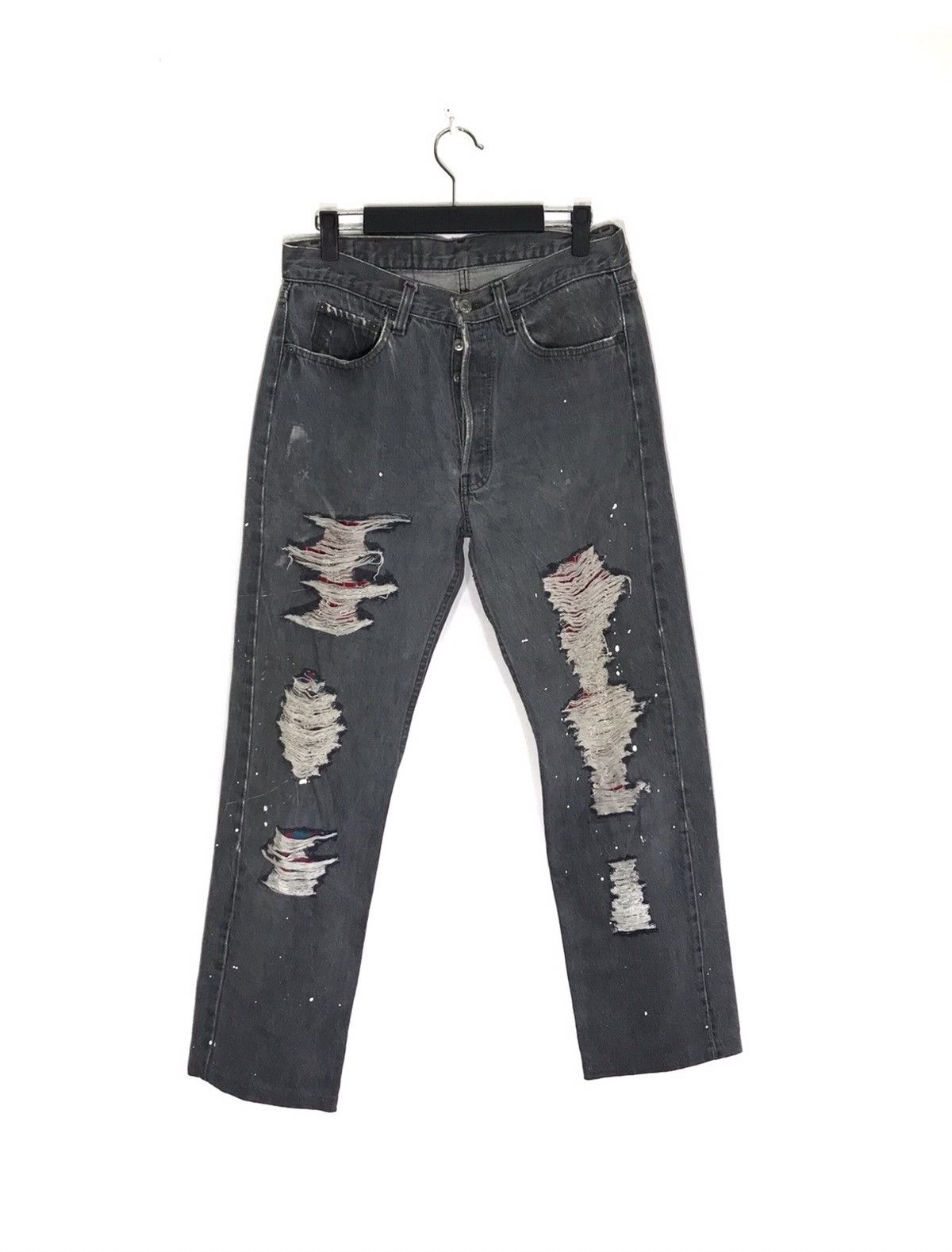 Levi's Vintage Clothing Vintage 90s Levis 501 Distressed Faded Paints Jeans Size US 31 - 1 Thumbnail