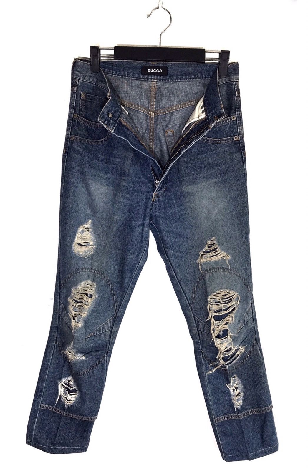 CABANE de ZUCCa × Issey Miyake Made In Japan Zucca Distressed Rips Denim Jeans Size US 29 - 1 Thumbnail