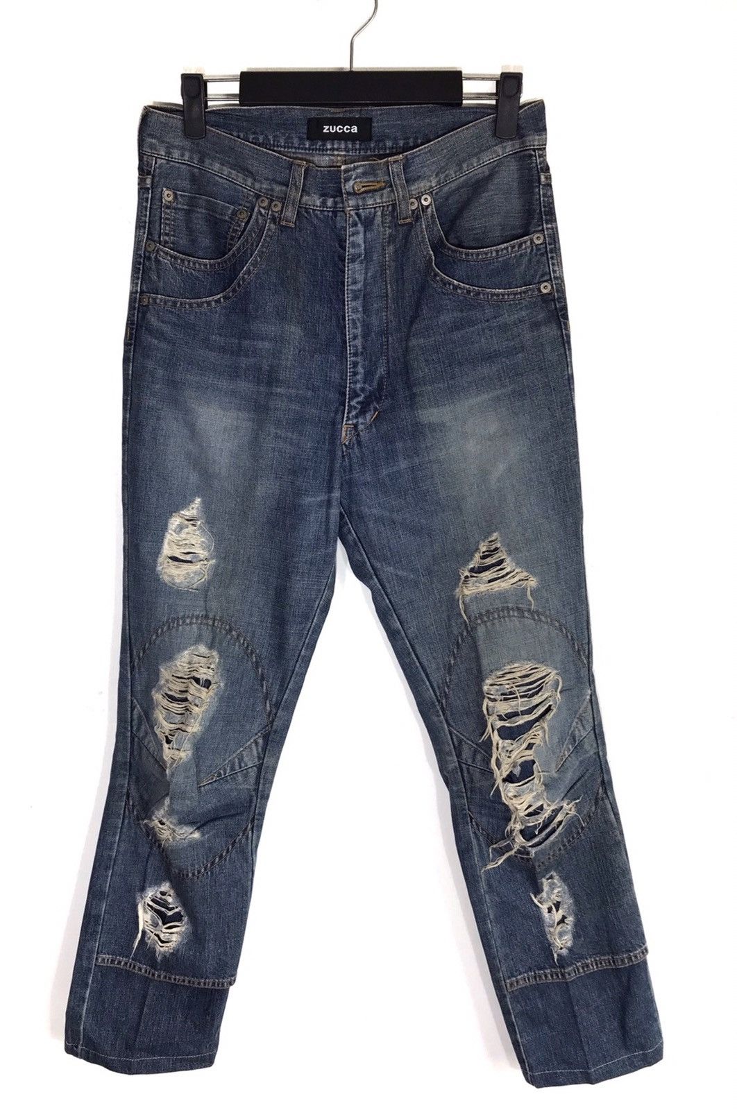 CABANE de ZUCCa × Issey Miyake Made In Japan Zucca Distressed Rips Denim Jeans Size US 29 - 3 Thumbnail