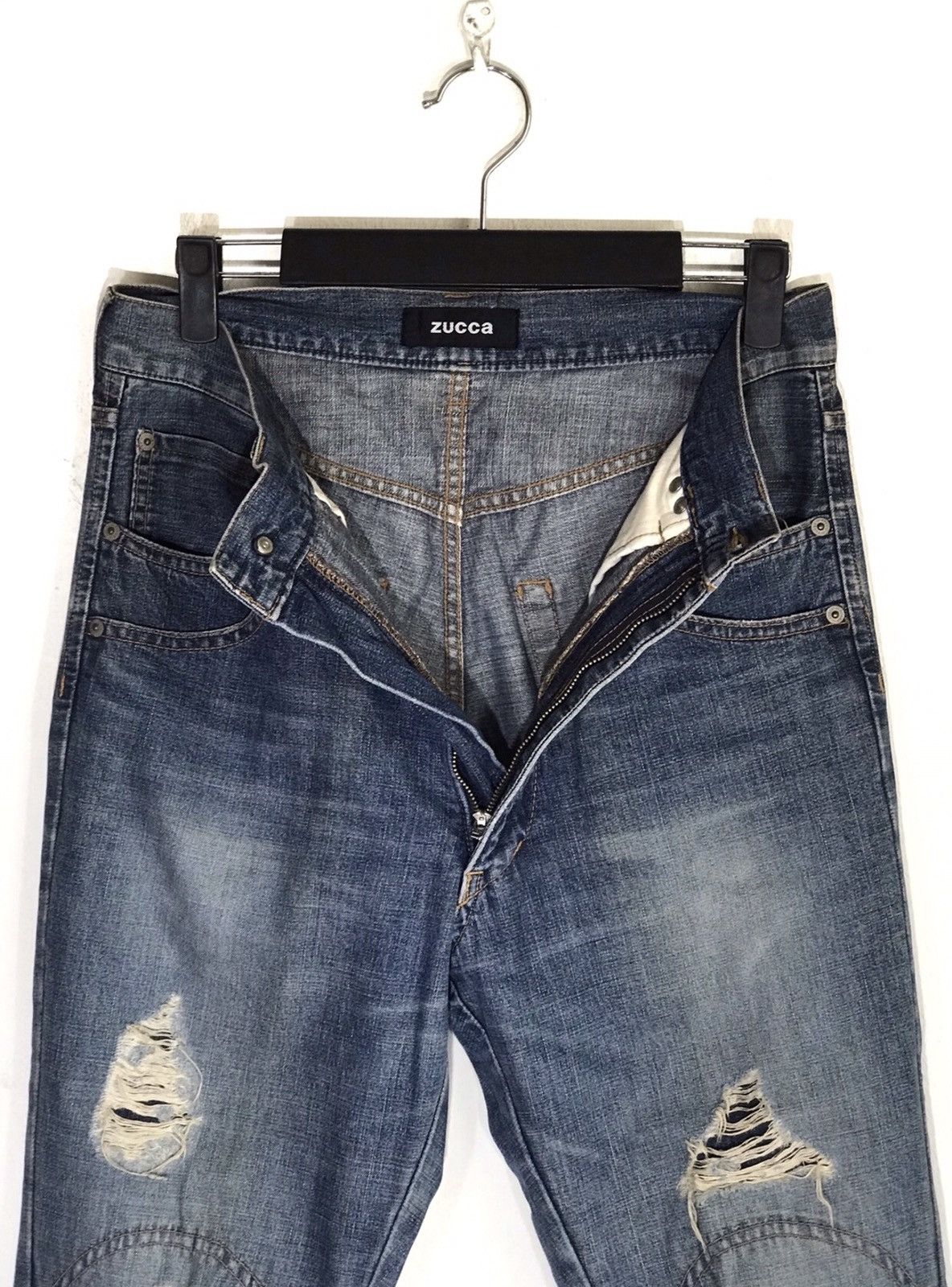 CABANE de ZUCCa × Issey Miyake Made In Japan Zucca Distressed Rips Denim Jeans Size US 29 - 2 Thumbnail