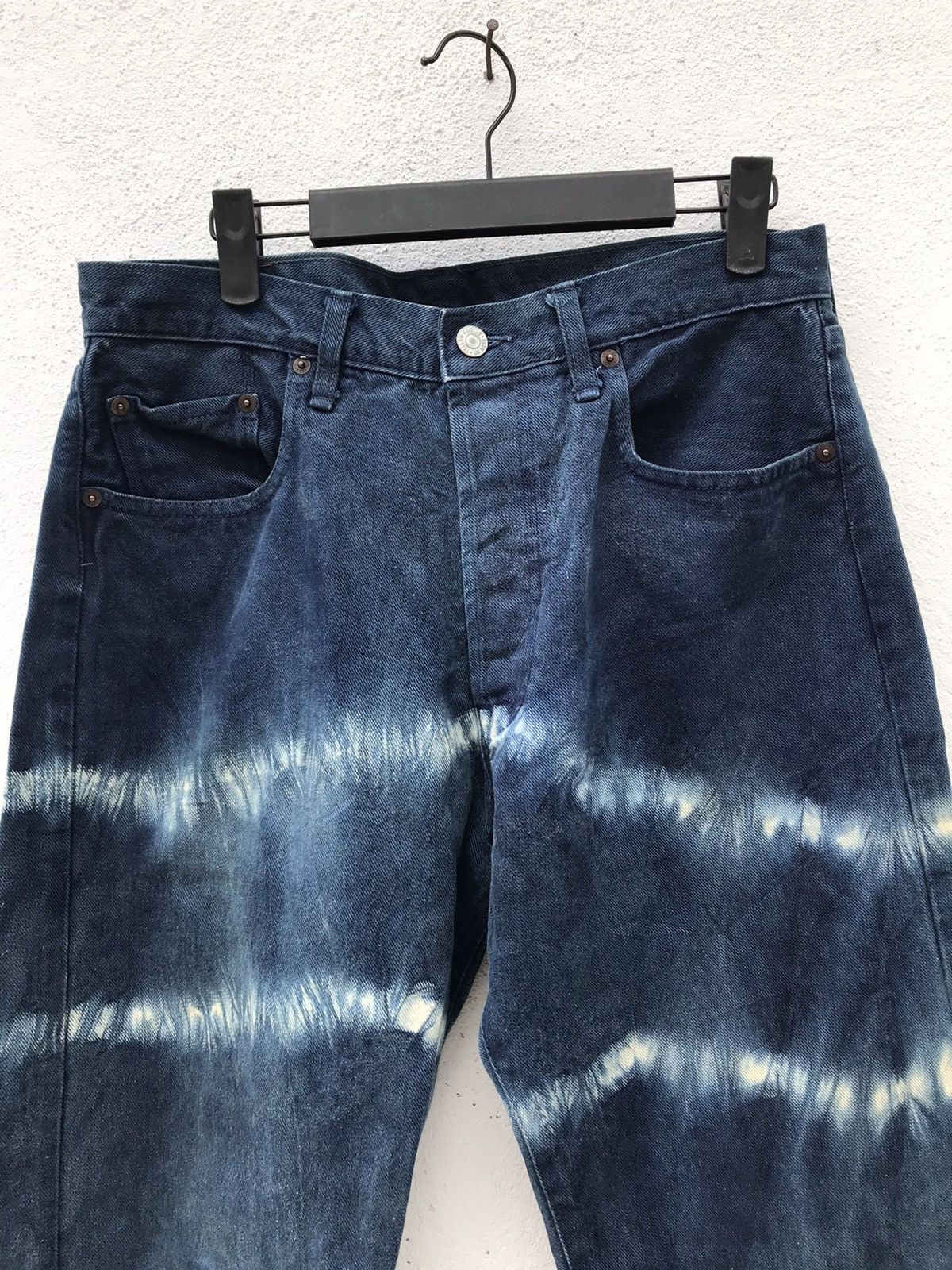 Japanese Brand Yellow Division Vest Tye Dye Striped Jeans Size US 31 - 2 Thumbnail