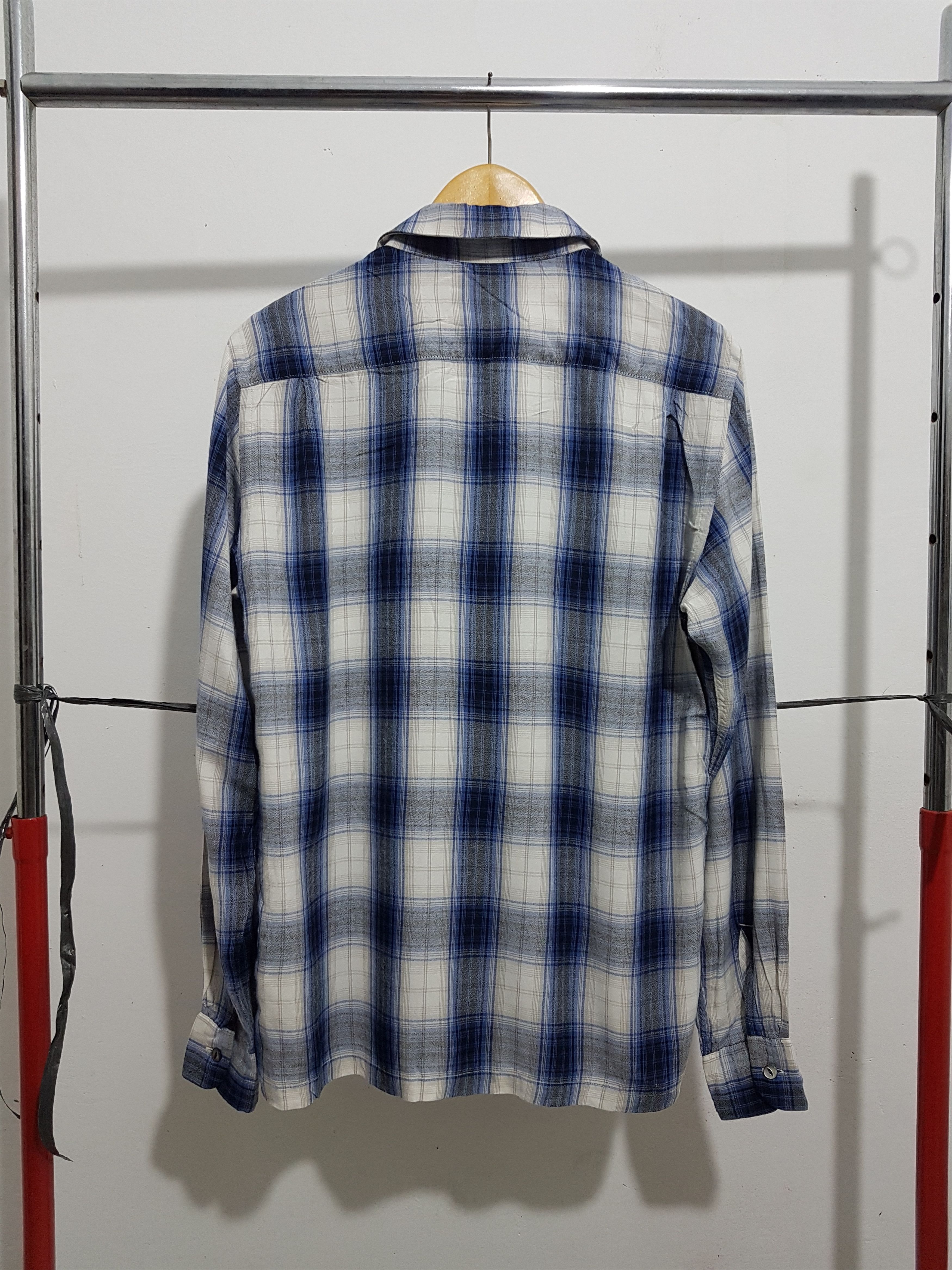 Japanese Brand Fit S to M, United Arrows Shadow Plaid Rayon Shirt Size US S / EU 44-46 / 1 - 8 Thumbnail
