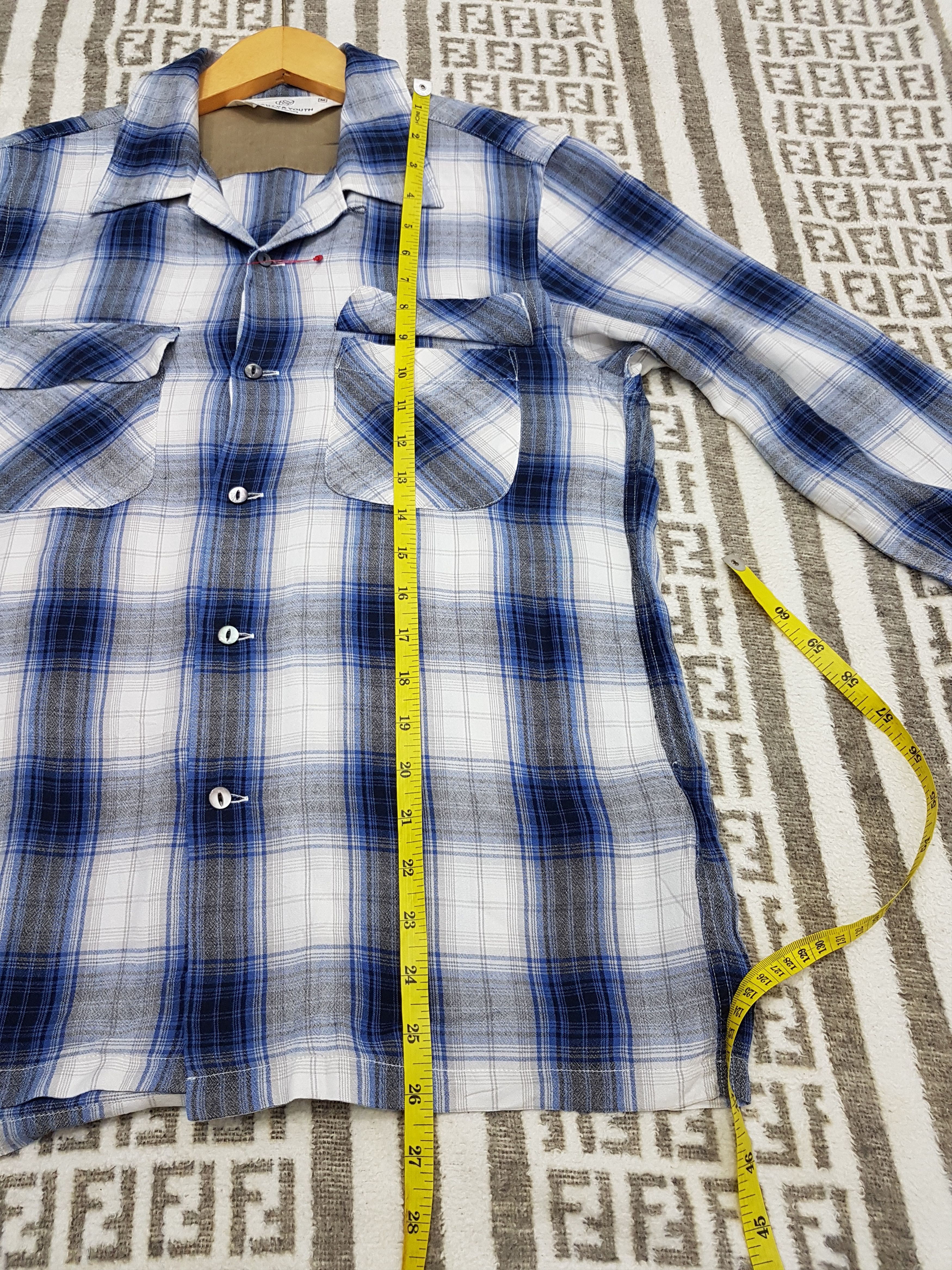 Japanese Brand Fit S to M, United Arrows Shadow Plaid Rayon Shirt Size US S / EU 44-46 / 1 - 13 Thumbnail