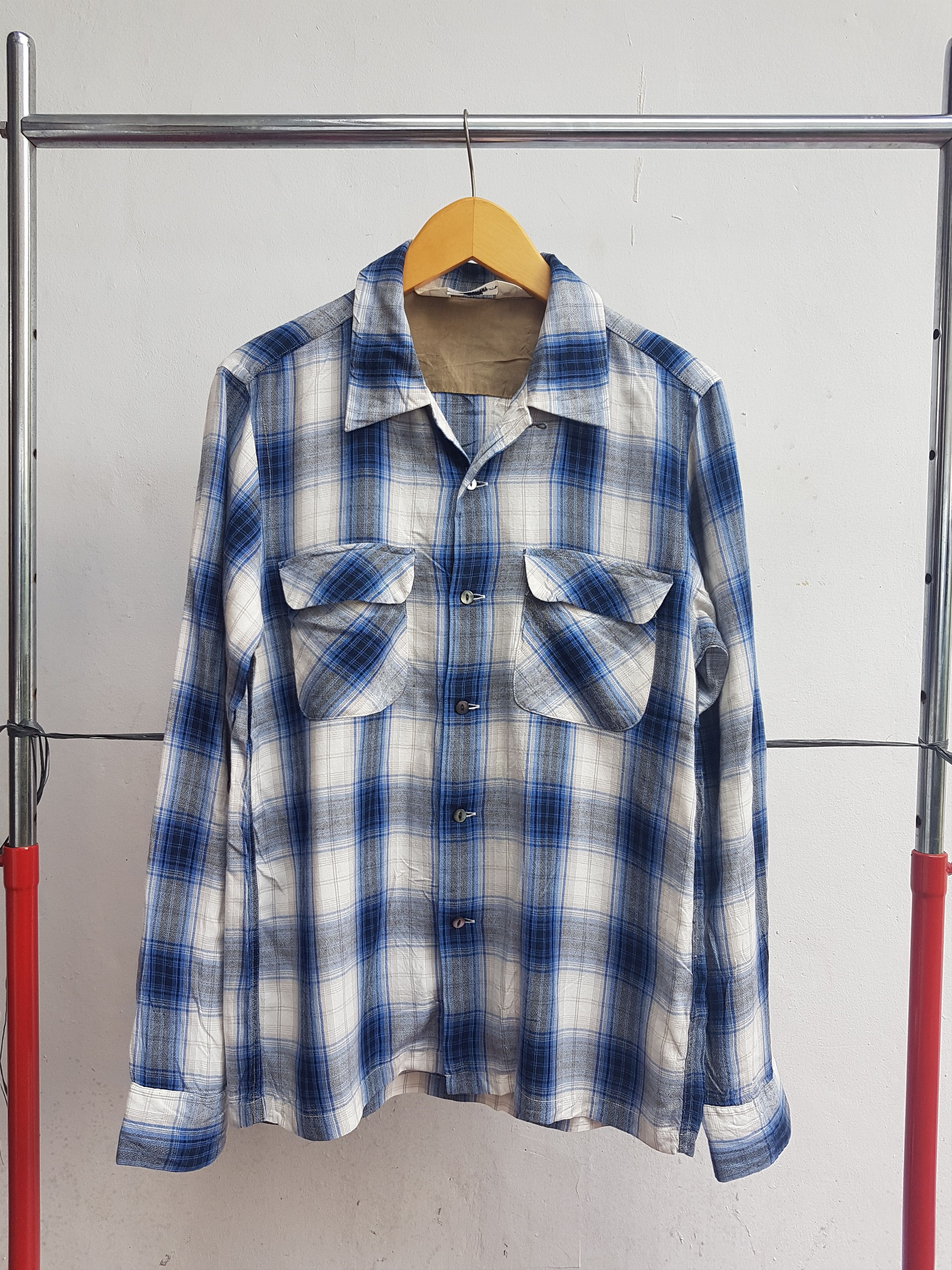 Japanese Brand Fit S to M, United Arrows Shadow Plaid Rayon Shirt Size US S / EU 44-46 / 1 - 1 Thumbnail