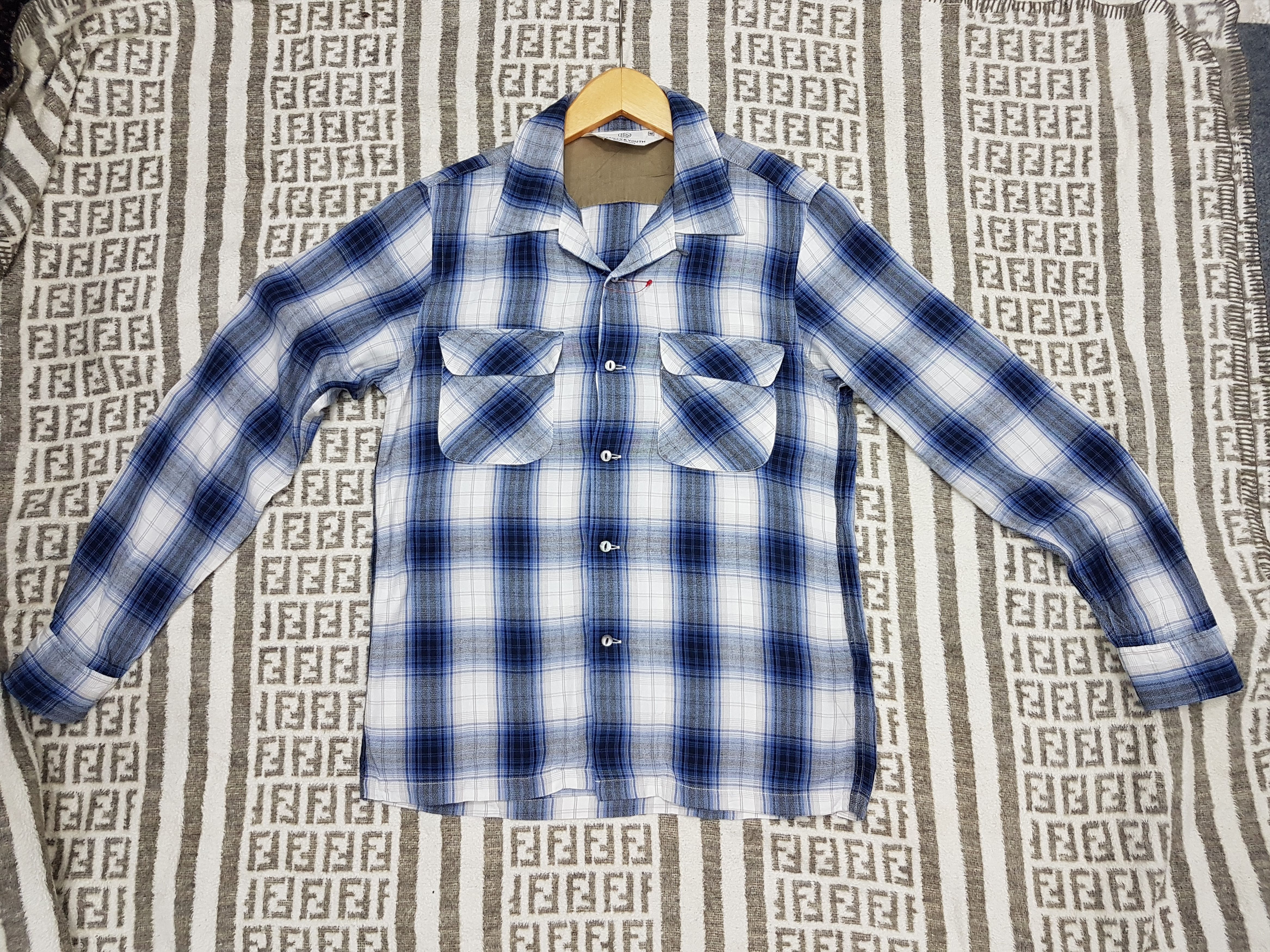 Japanese Brand Fit S to M, United Arrows Shadow Plaid Rayon Shirt Size US S / EU 44-46 / 1 - 7 Thumbnail