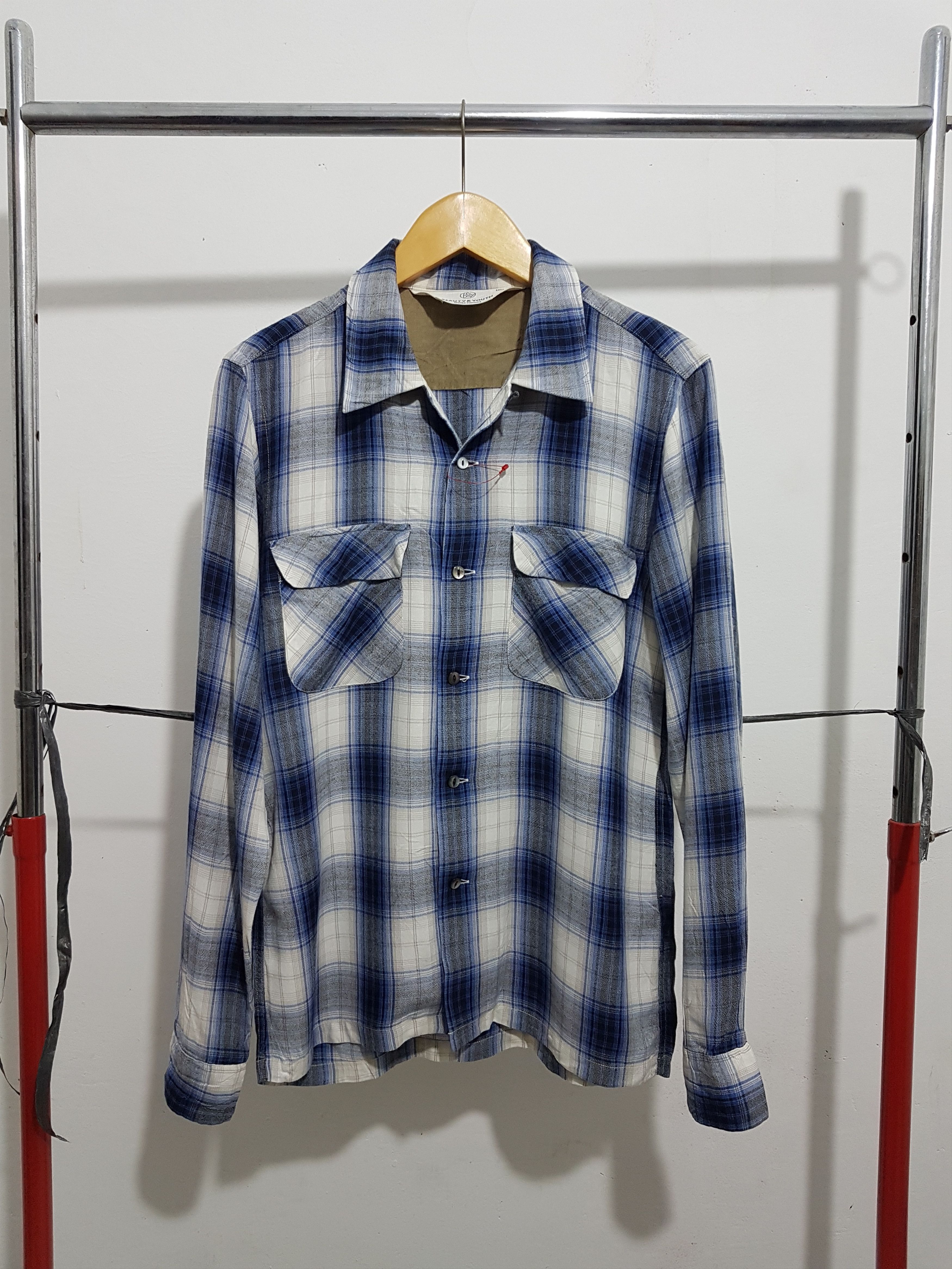 Japanese Brand Fit S to M, United Arrows Shadow Plaid Rayon Shirt Size US S / EU 44-46 / 1 - 9 Thumbnail