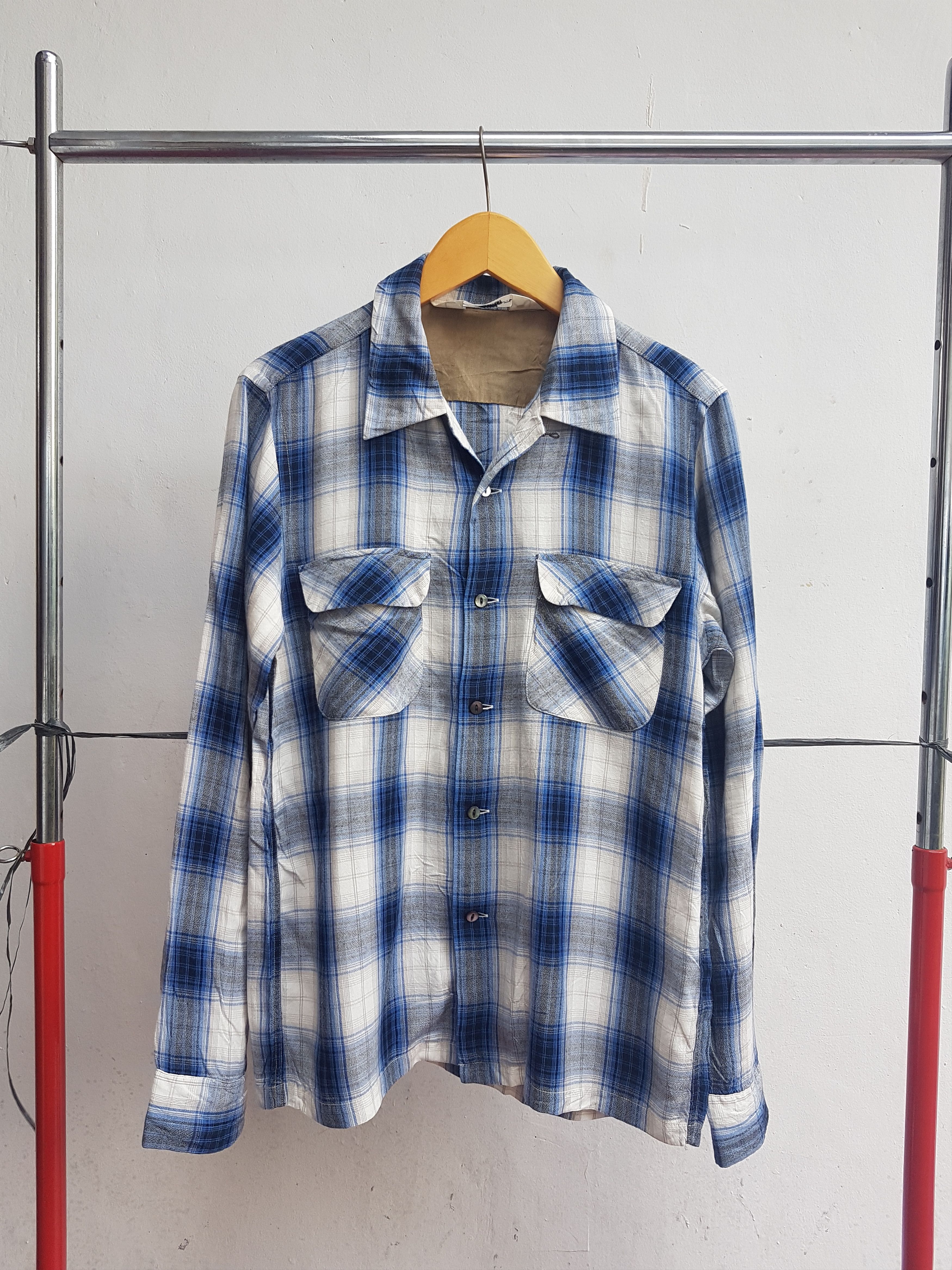 Japanese Brand Fit S to M, United Arrows Shadow Plaid Rayon Shirt Size US S / EU 44-46 / 1 - 2 Thumbnail