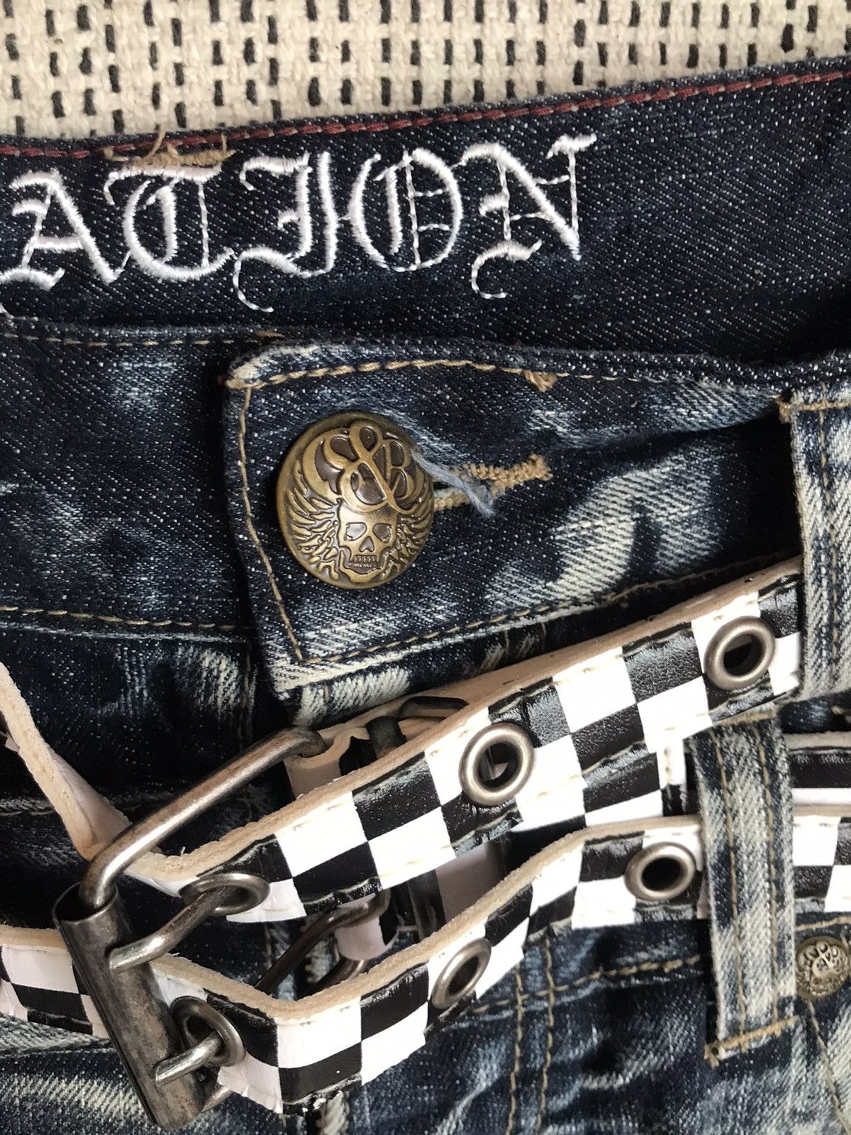 If Six Was Nine 🔥FLARED🔥S&B DENIM FLARED DOUBLE WAIST RARE DESIGN Size US 32 / EU 48 - 3 Thumbnail