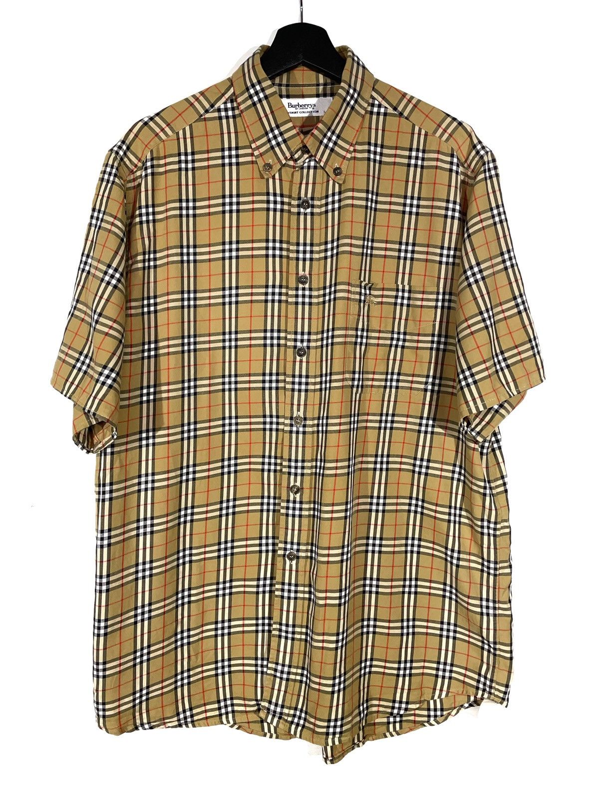 Burberrys Button Down Short Shirt Classic Print Size L