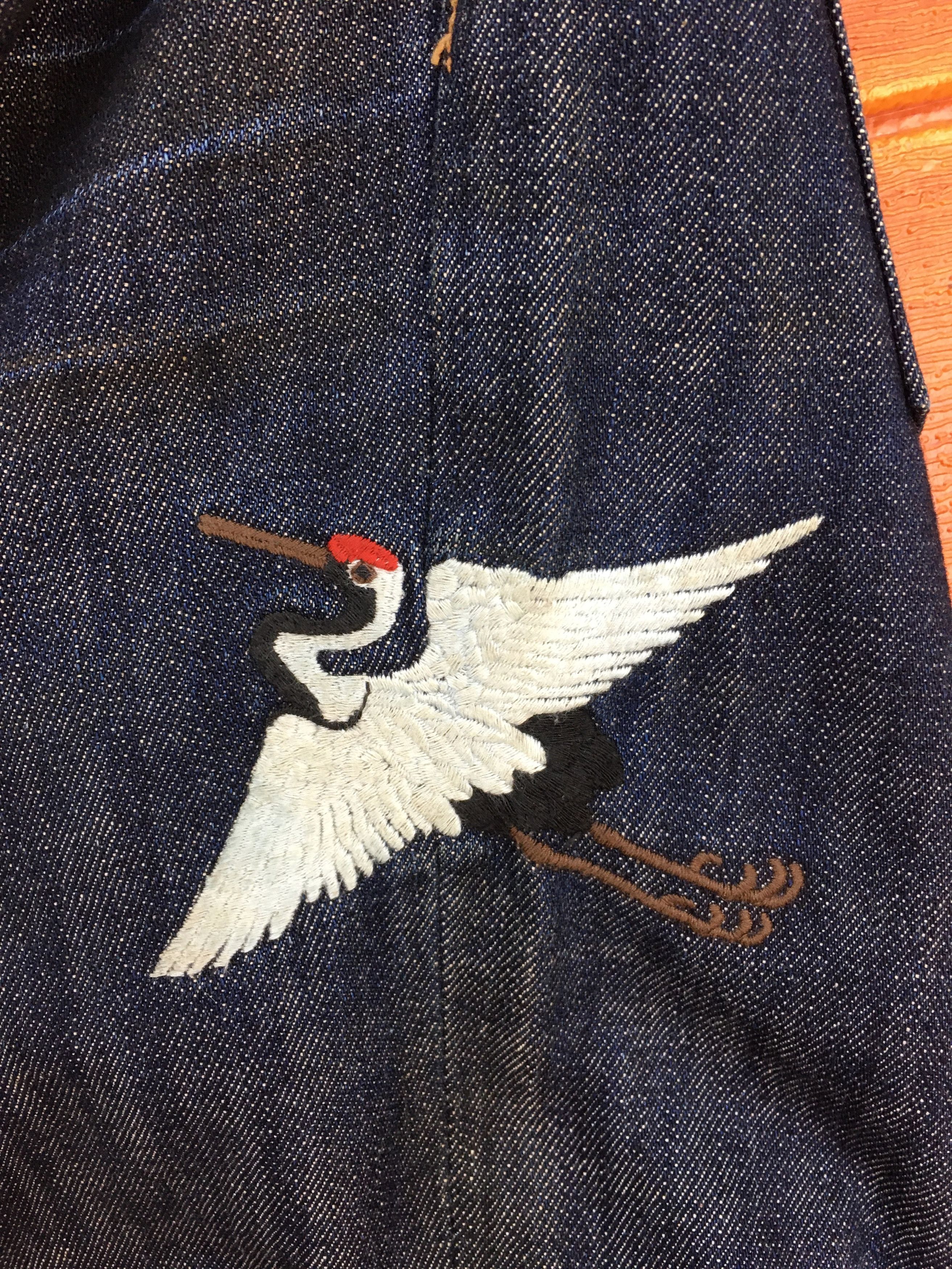 image of Crane & Nippon Flag Embroidered Jeans Y2K Karakuri Tamashi in Denim, Men's (Size 29)